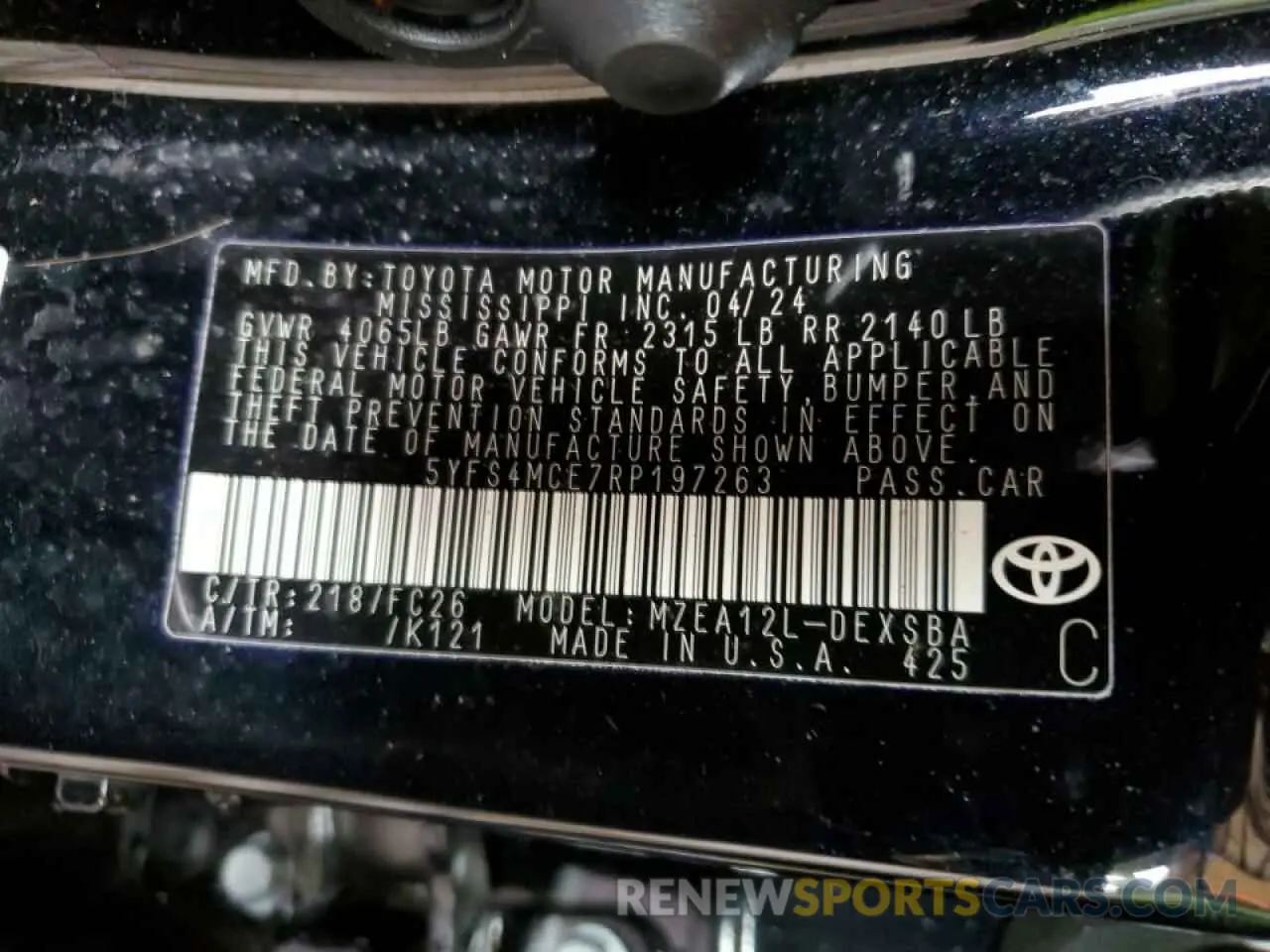 12 Photograph of a damaged car 5YFS4MCE7RP197263 TOYOTA COROLLA 2024