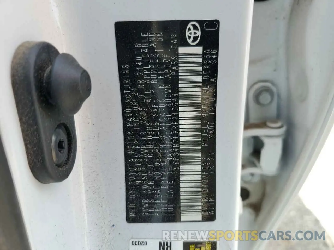 12 Photograph of a damaged car 5YFS4MCE8RP215544 TOYOTA COROLLA 2024