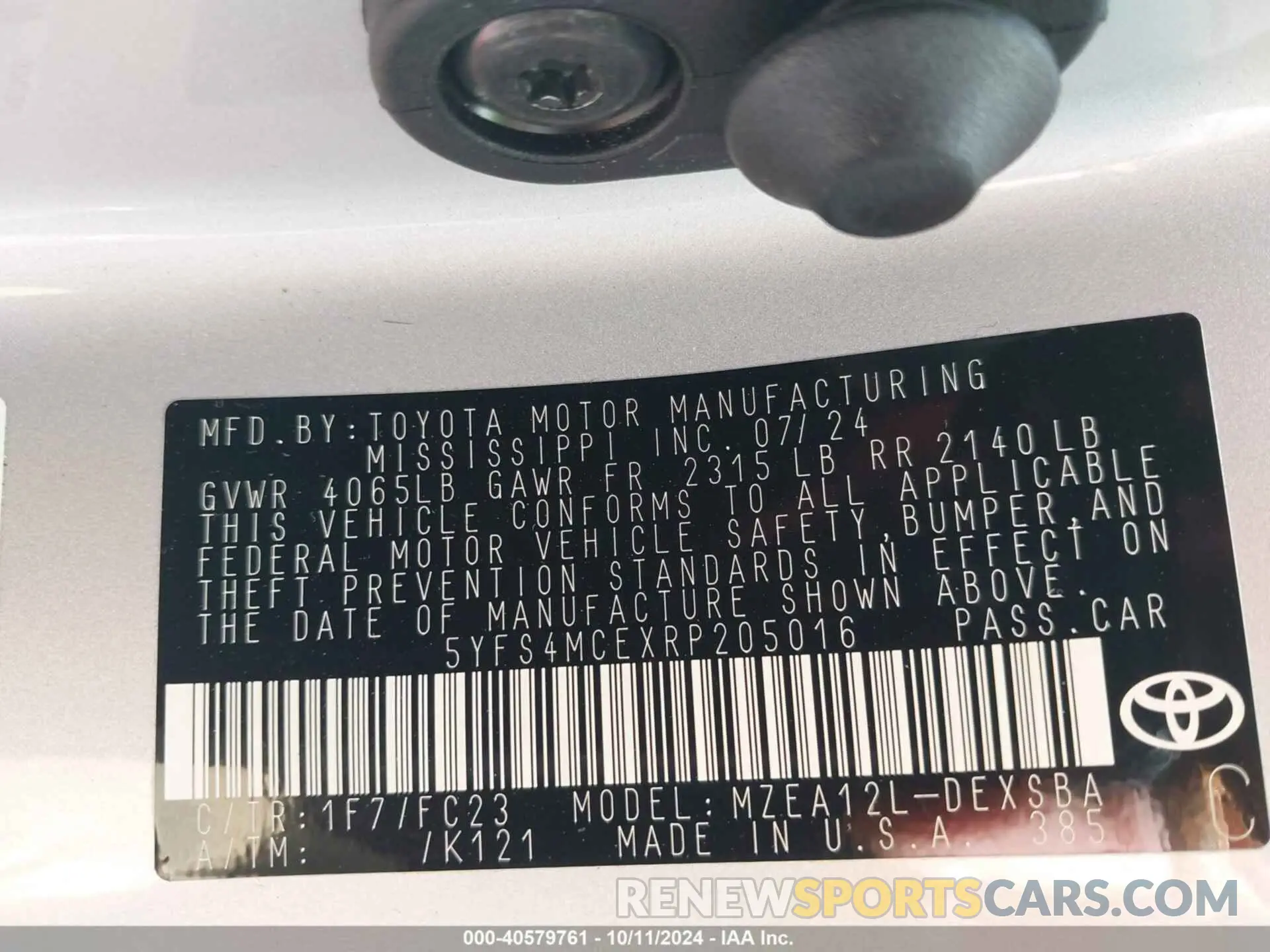 9 Photograph of a damaged car 5YFS4MCEXRP205016 TOYOTA COROLLA 2024