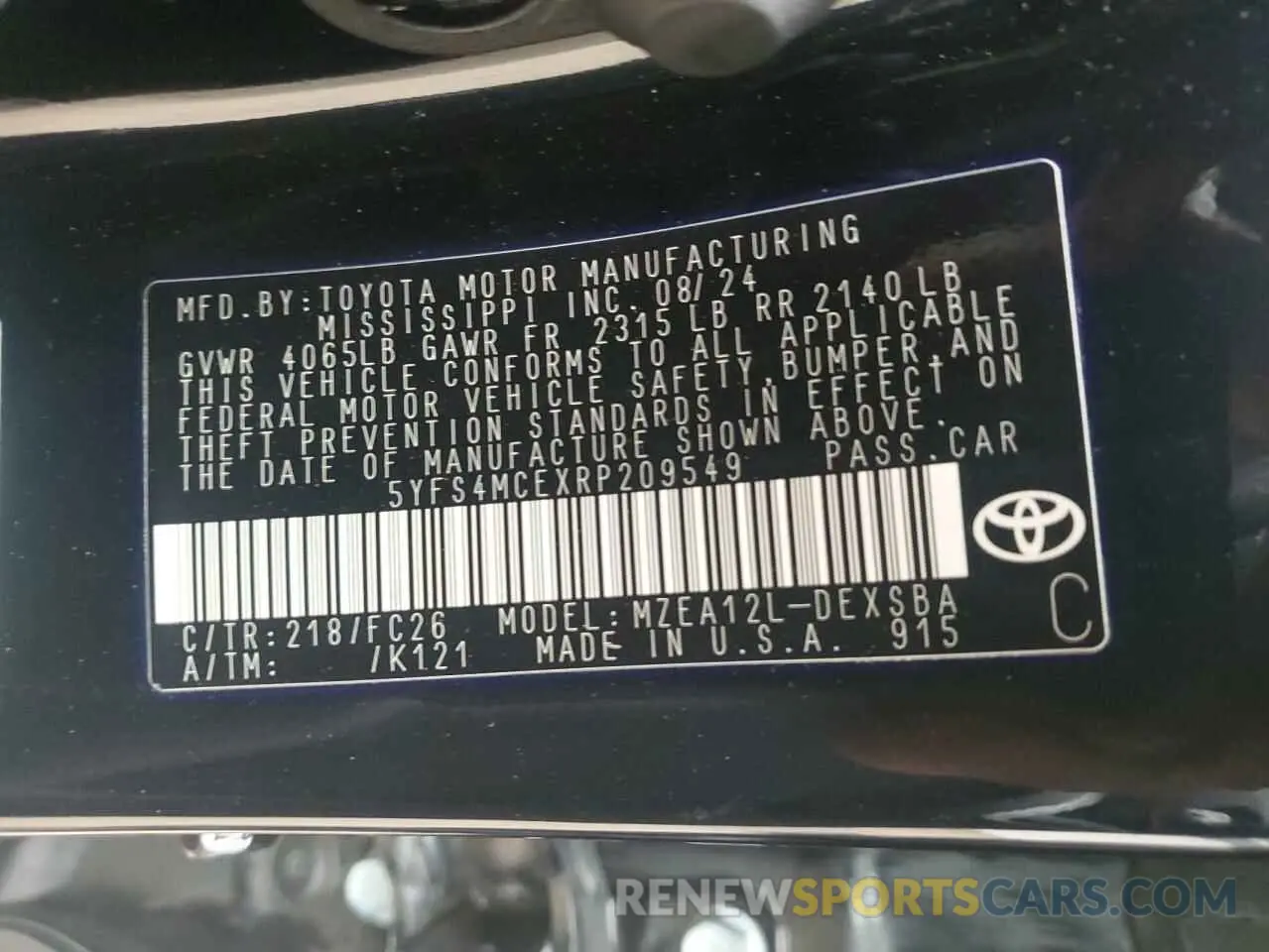 14 Photograph of a damaged car 5YFS4MCEXRP209549 TOYOTA COROLLA 2024