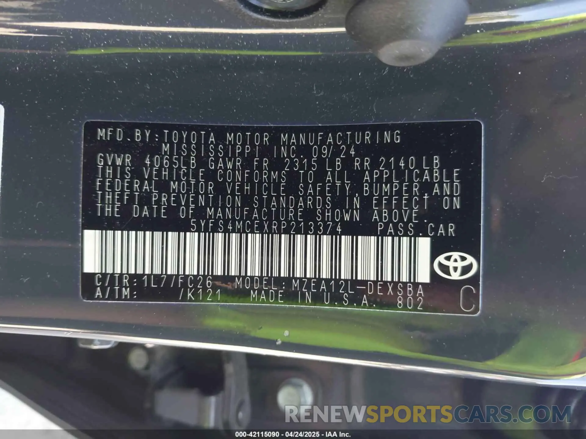 9 Photograph of a damaged car 5YFS4MCEXRP213374 TOYOTA COROLLA 2024