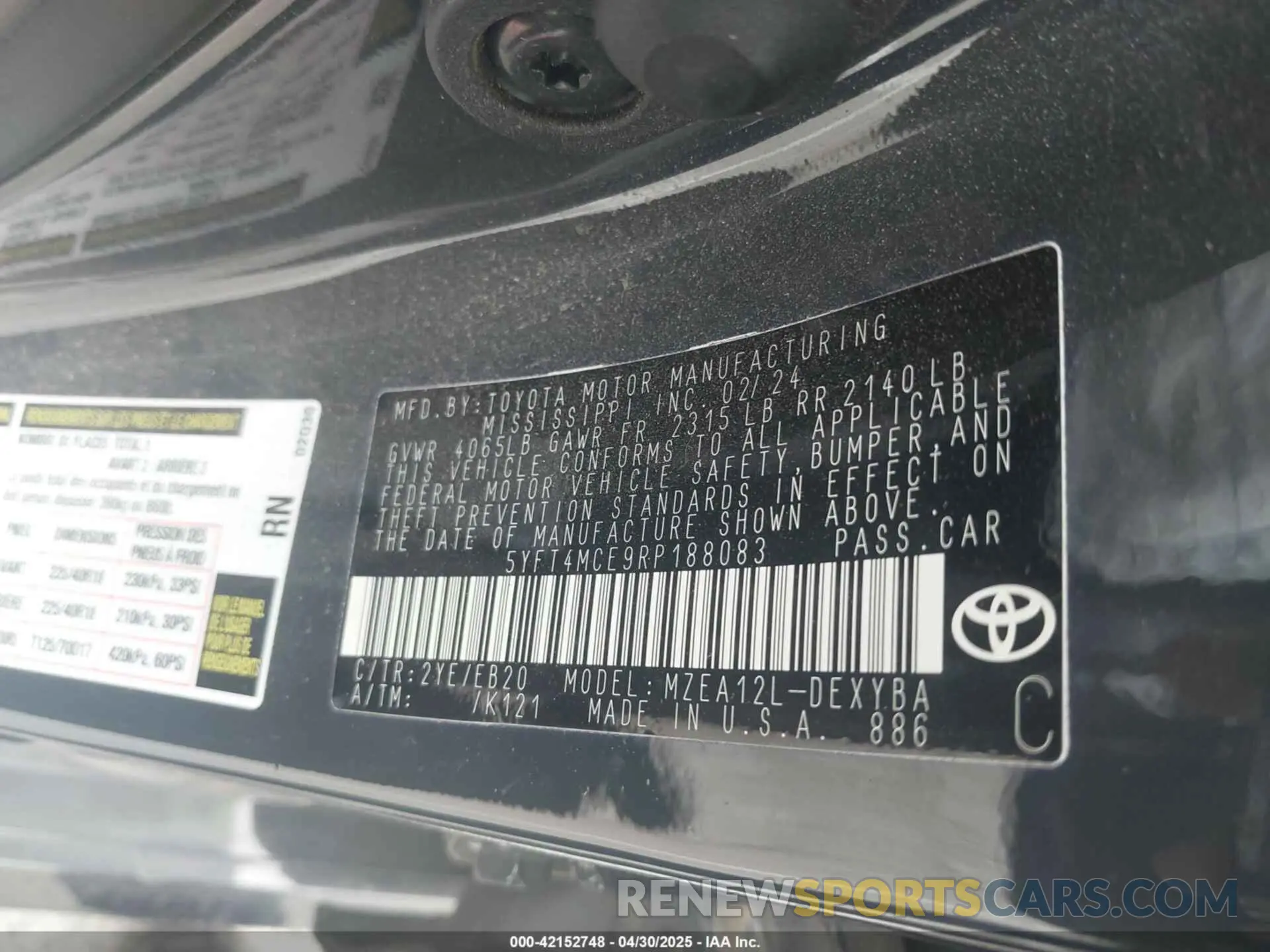 9 Photograph of a damaged car 5YFT4MCE9RP188083 TOYOTA COROLLA 2024