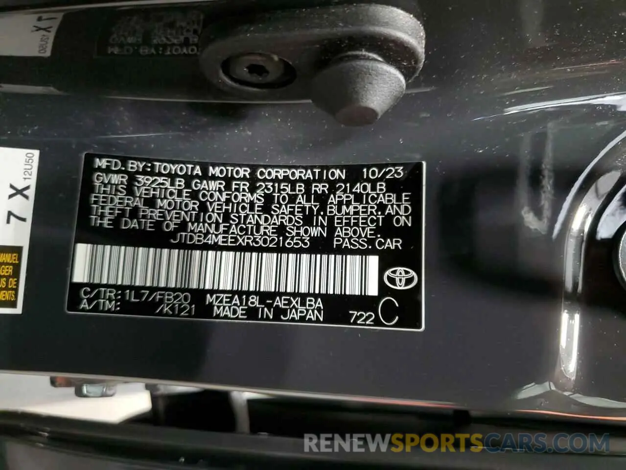 12 Photograph of a damaged car JTDB4MEEXR3021653 TOYOTA COROLLA 2024