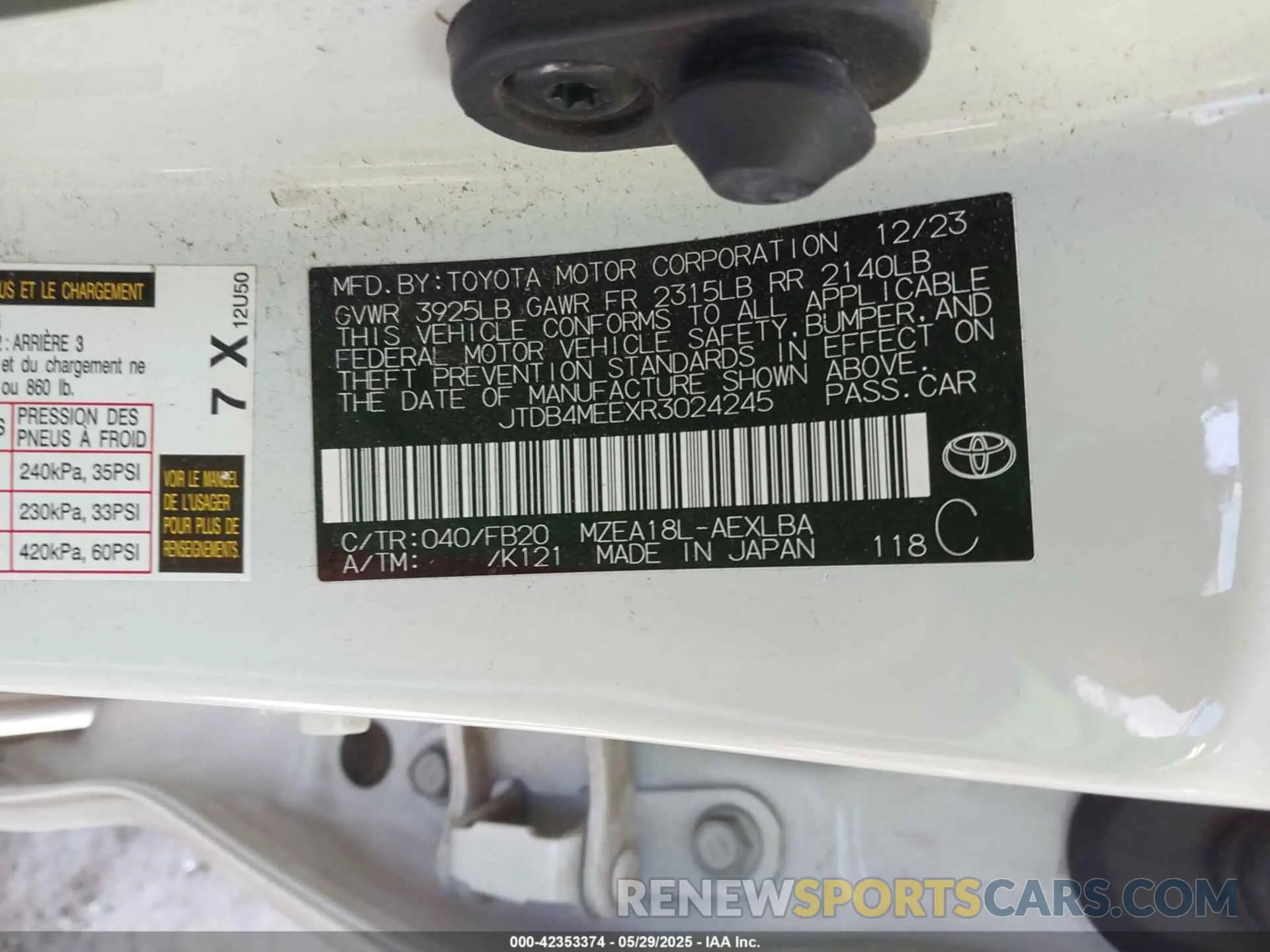 9 Photograph of a damaged car JTDB4MEEXR3024245 TOYOTA COROLLA 2024