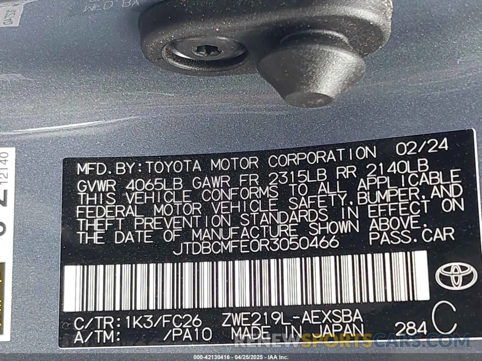 9 Photograph of a damaged car JTDBCMFE0R3050466 TOYOTA COROLLA 2024