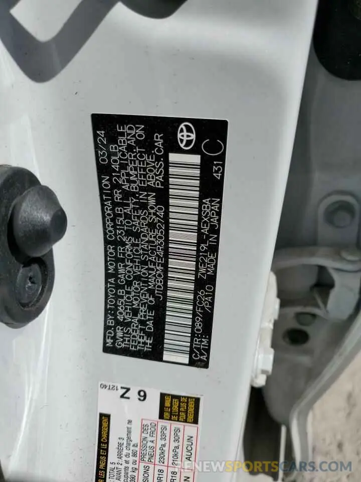 15 Photograph of a damaged car JTDBCMFE4R3052740 TOYOTA COROLLA 2024