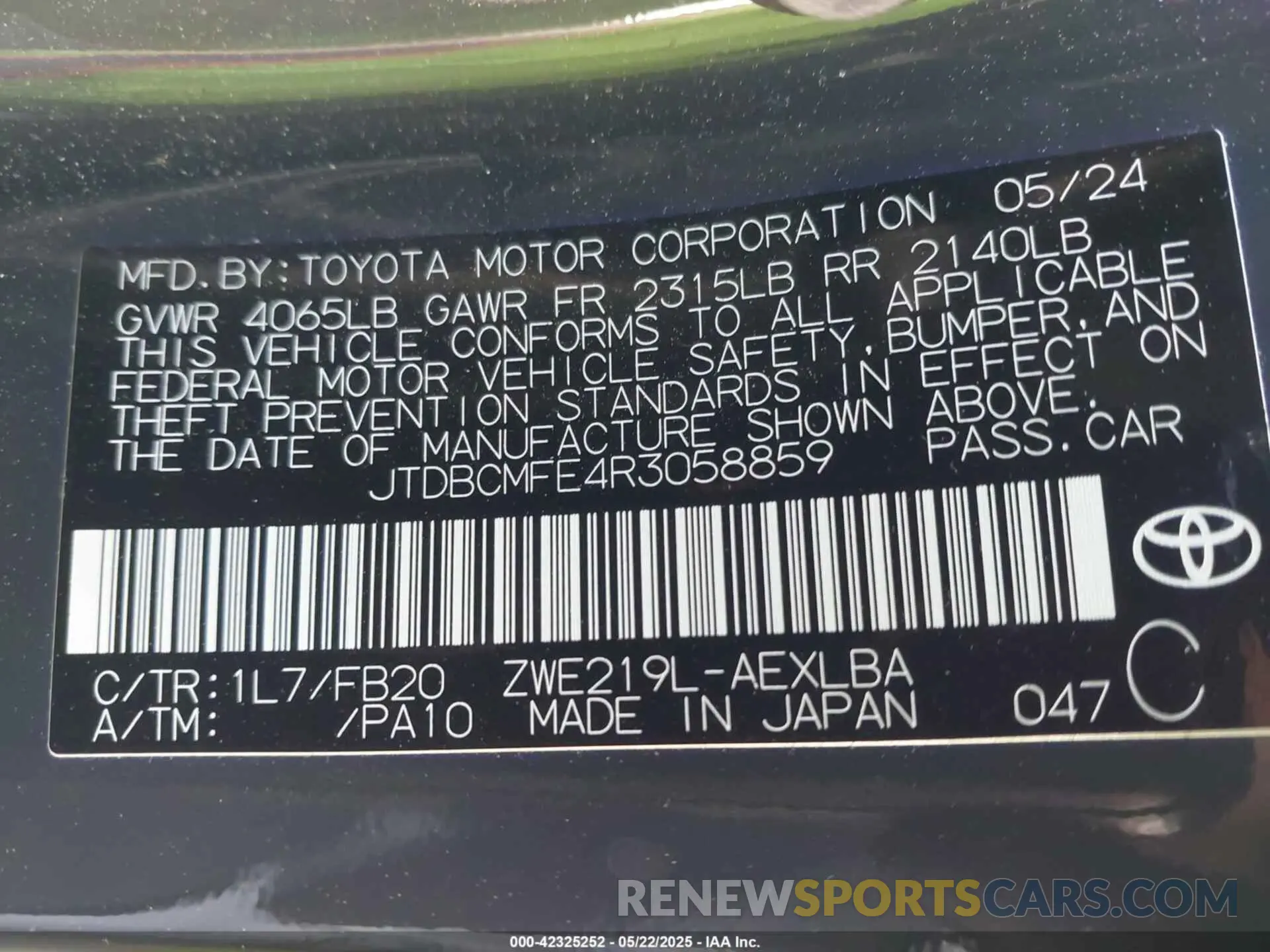 9 Photograph of a damaged car JTDBCMFE4R3058859 TOYOTA COROLLA 2024