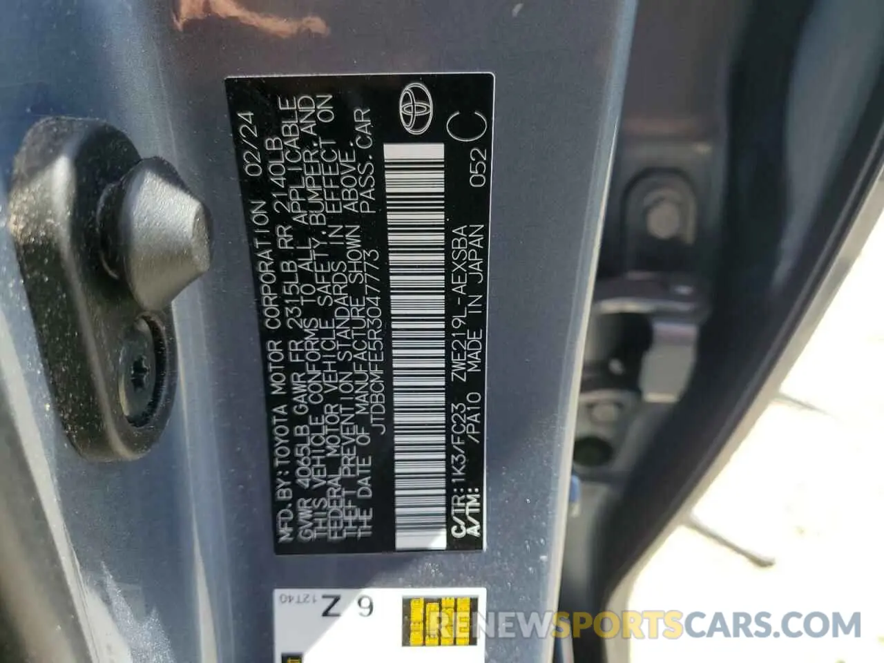 12 Photograph of a damaged car JTDBCMFE5R3047773 TOYOTA COROLLA 2024