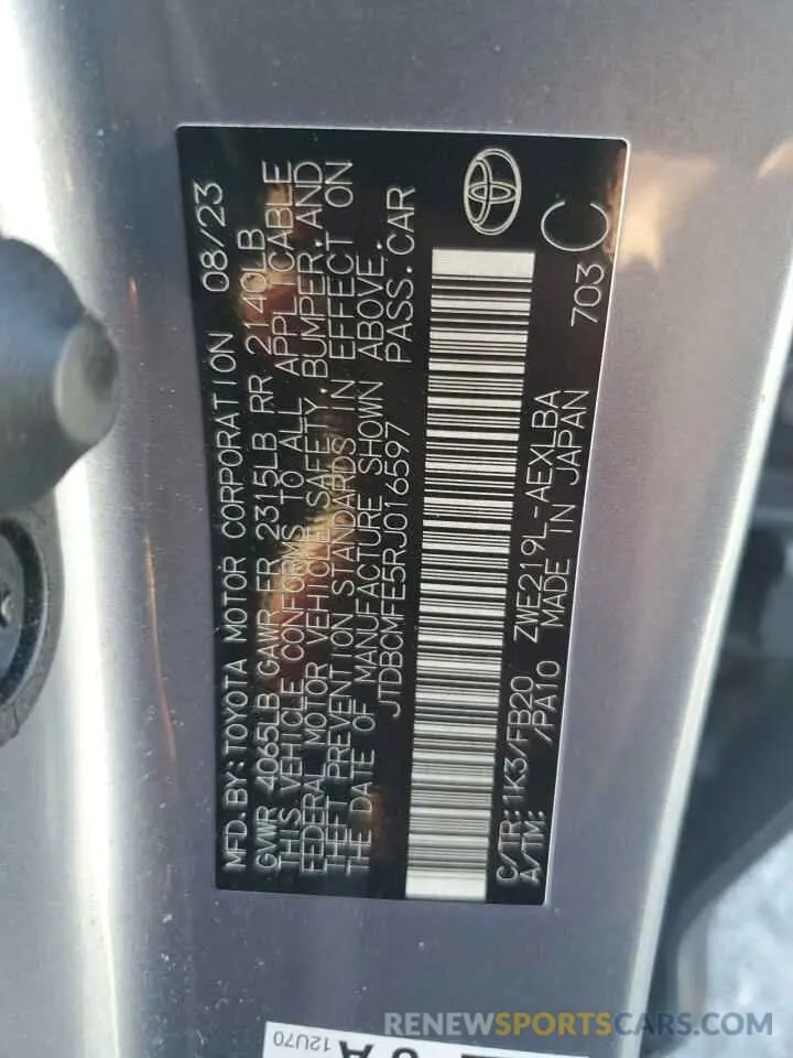 12 Photograph of a damaged car JTDBCMFE5RJ016597 TOYOTA COROLLA 2024