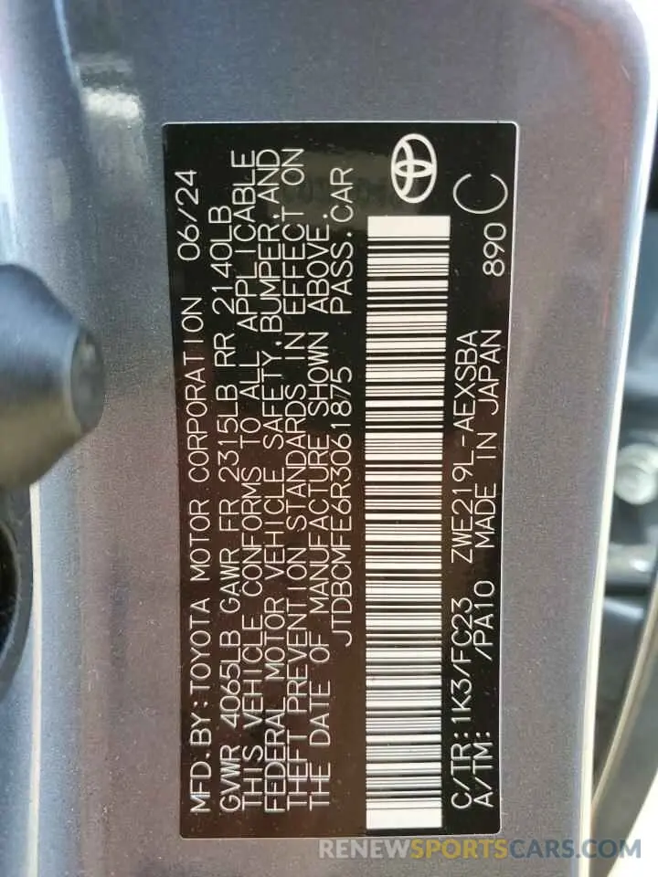 14 Photograph of a damaged car JTDBCMFE6R3061875 TOYOTA COROLLA 2024