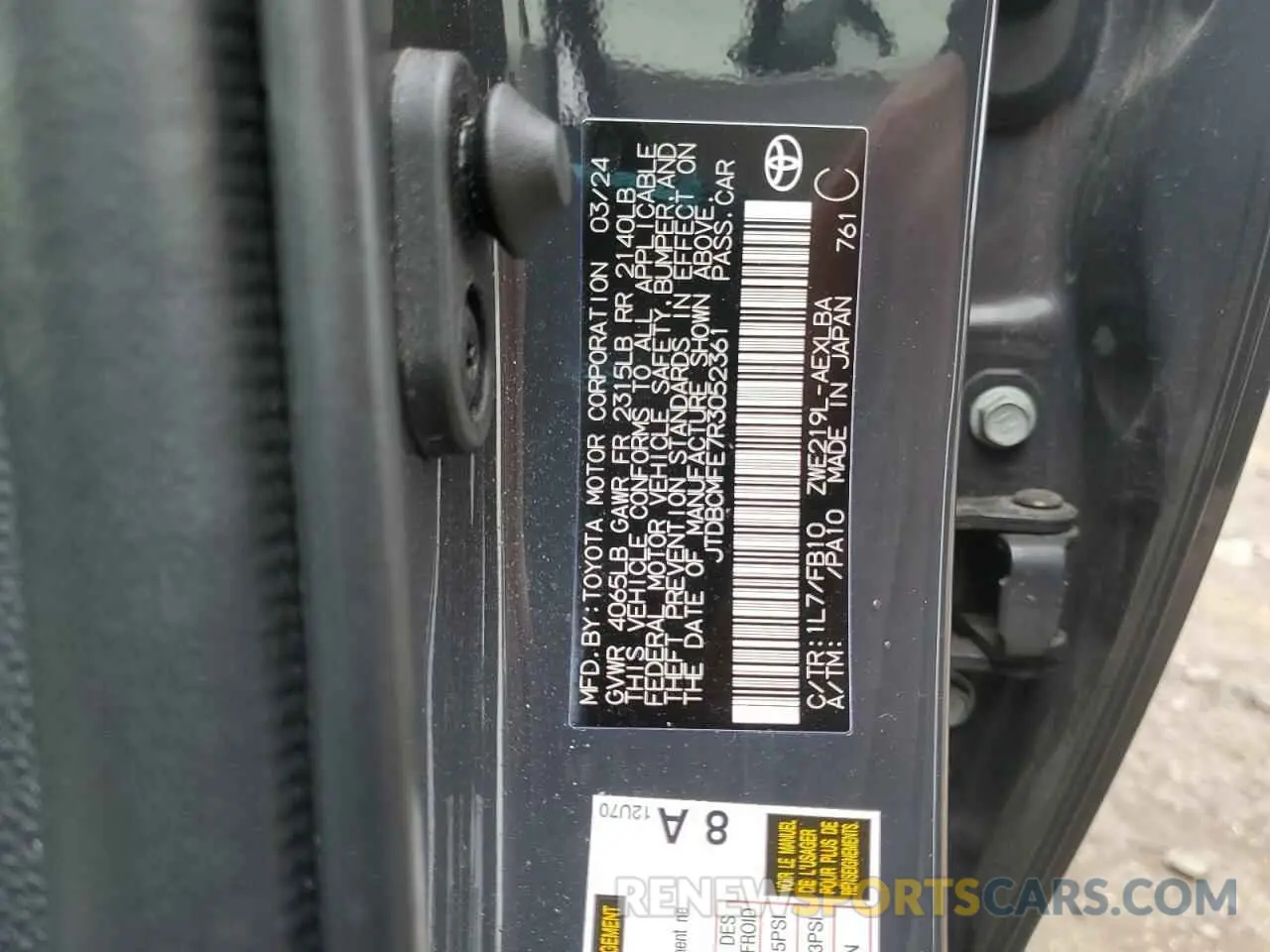 12 Photograph of a damaged car JTDBCMFE7R3052361 TOYOTA COROLLA 2024