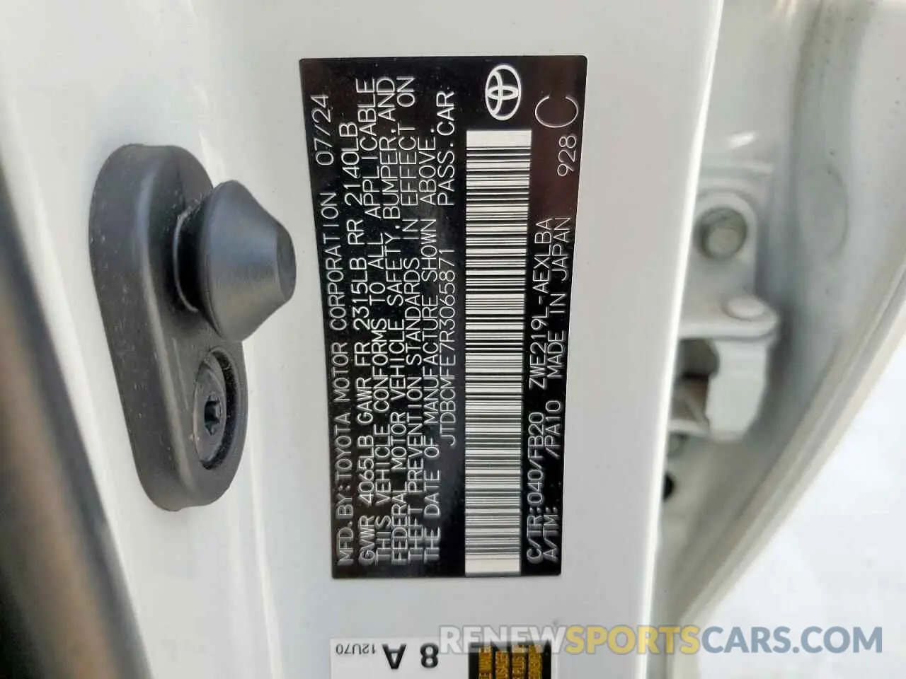 12 Photograph of a damaged car JTDBCMFE7R3065871 TOYOTA COROLLA 2024