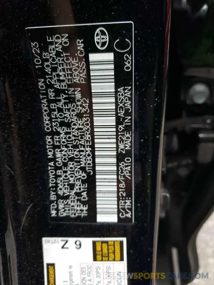 13 Photograph of a damaged car JTDBCMFE8R3031342 TOYOTA COROLLA 2024