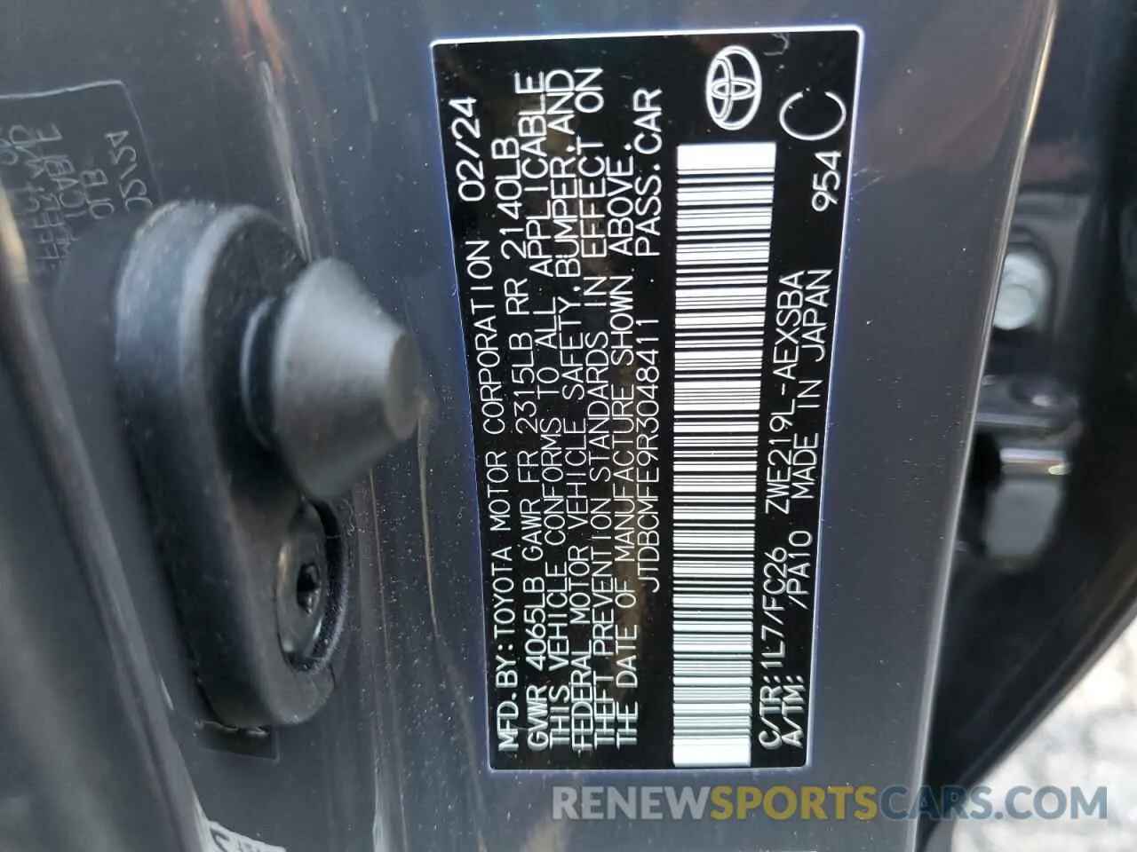 12 Photograph of a damaged car JTDBCMFE9R3048411 TOYOTA COROLLA 2024