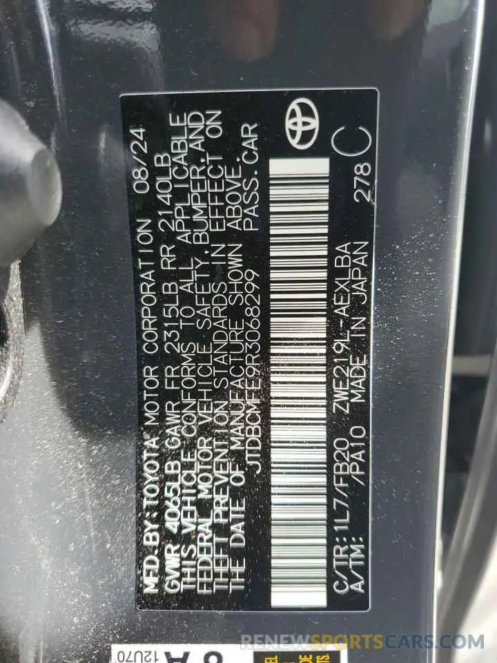 14 Photograph of a damaged car JTDBCMFE9R3068299 TOYOTA COROLLA 2024