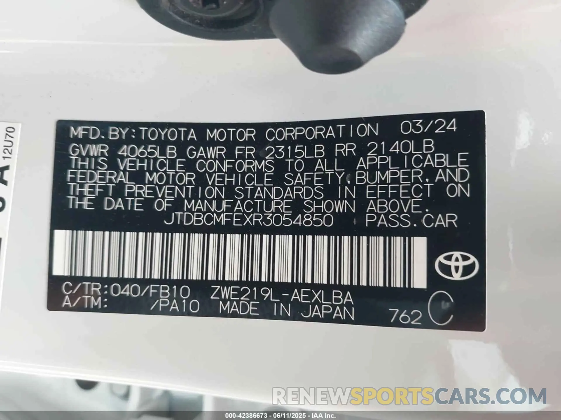 9 Photograph of a damaged car JTDBCMFEXR3054850 TOYOTA COROLLA 2024