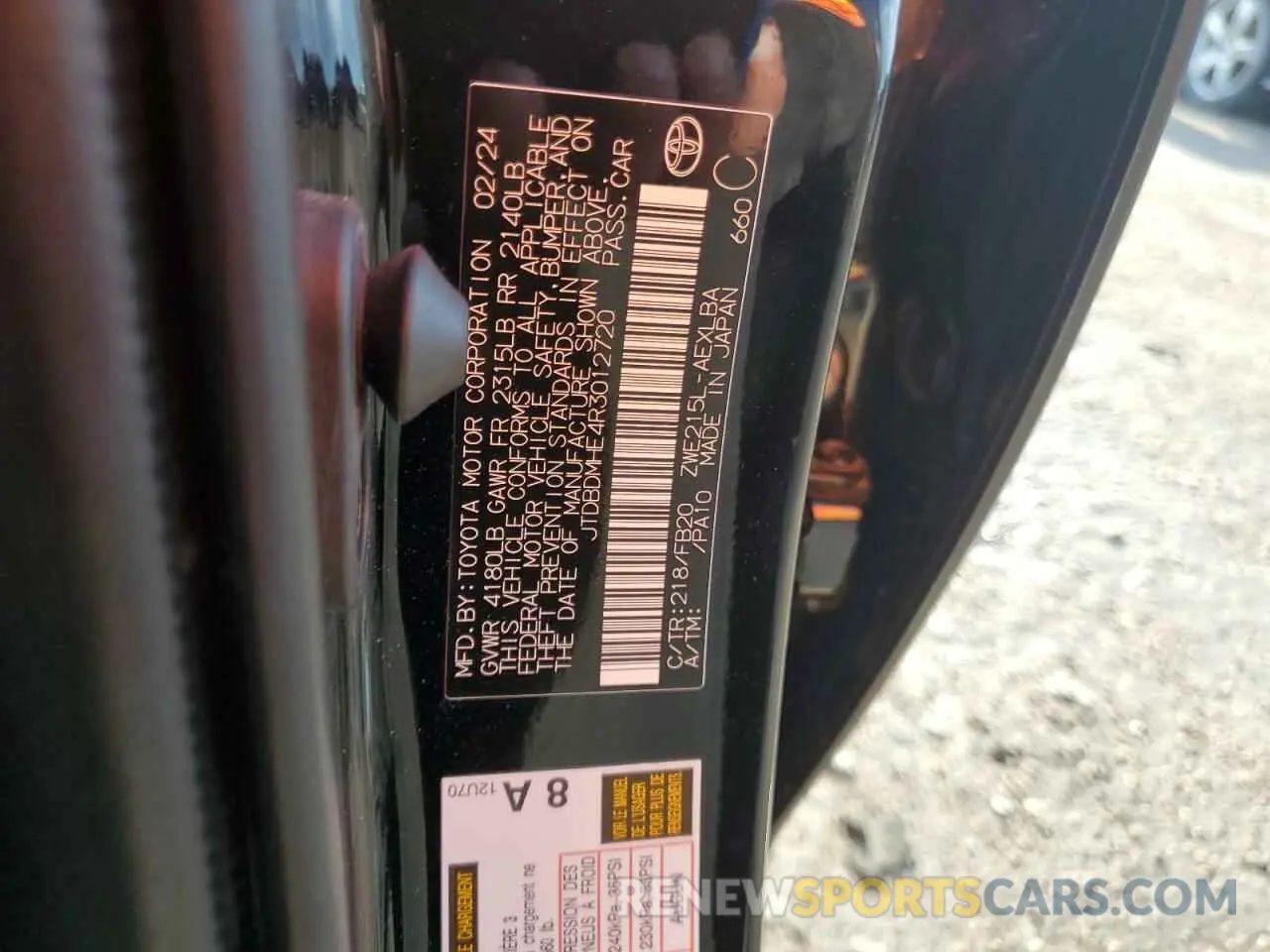 12 Photograph of a damaged car JTDBDMHE4R3012720 TOYOTA COROLLA 2024