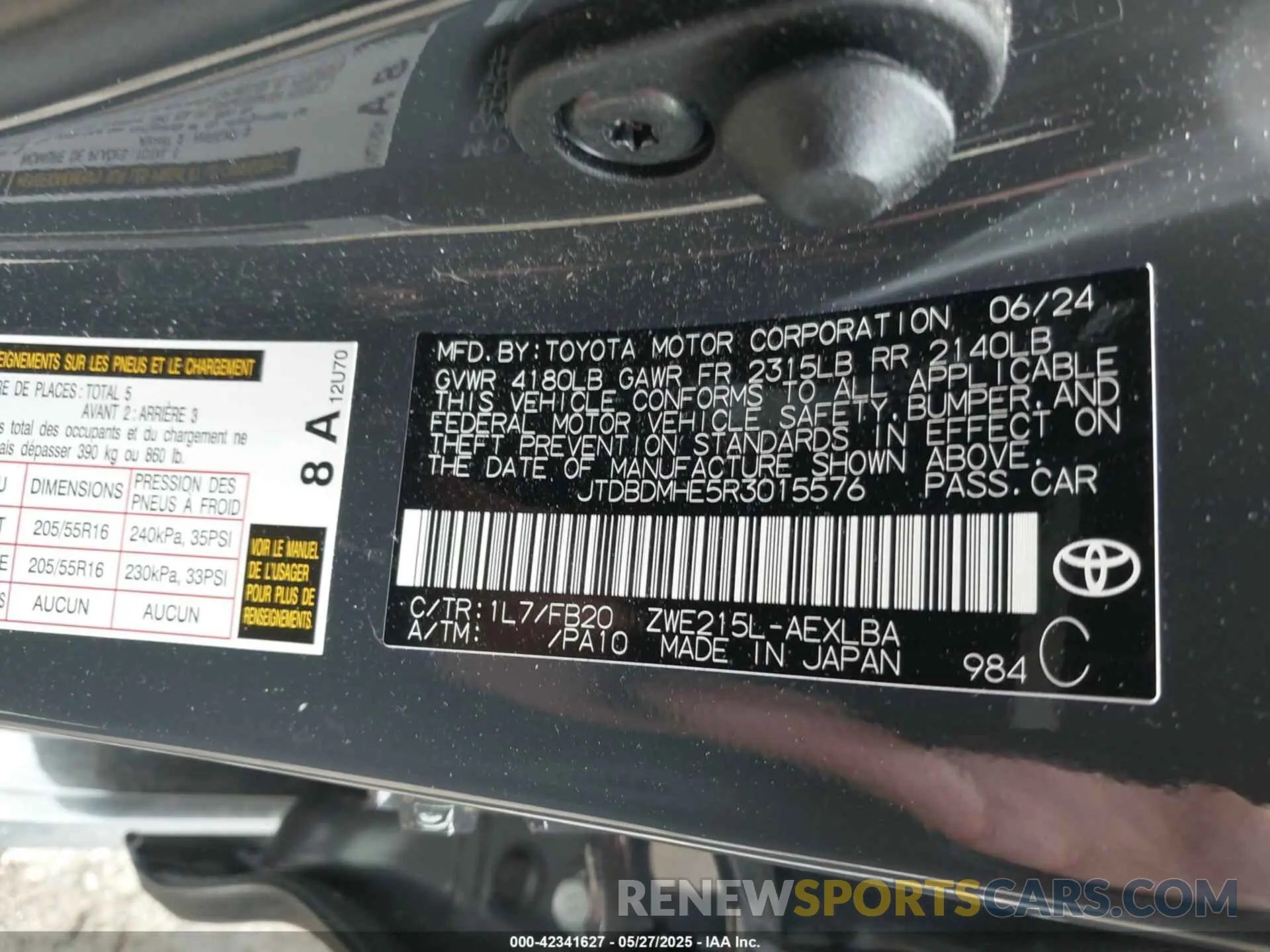 9 Photograph of a damaged car JTDBDMHE5R3015576 TOYOTA COROLLA 2024