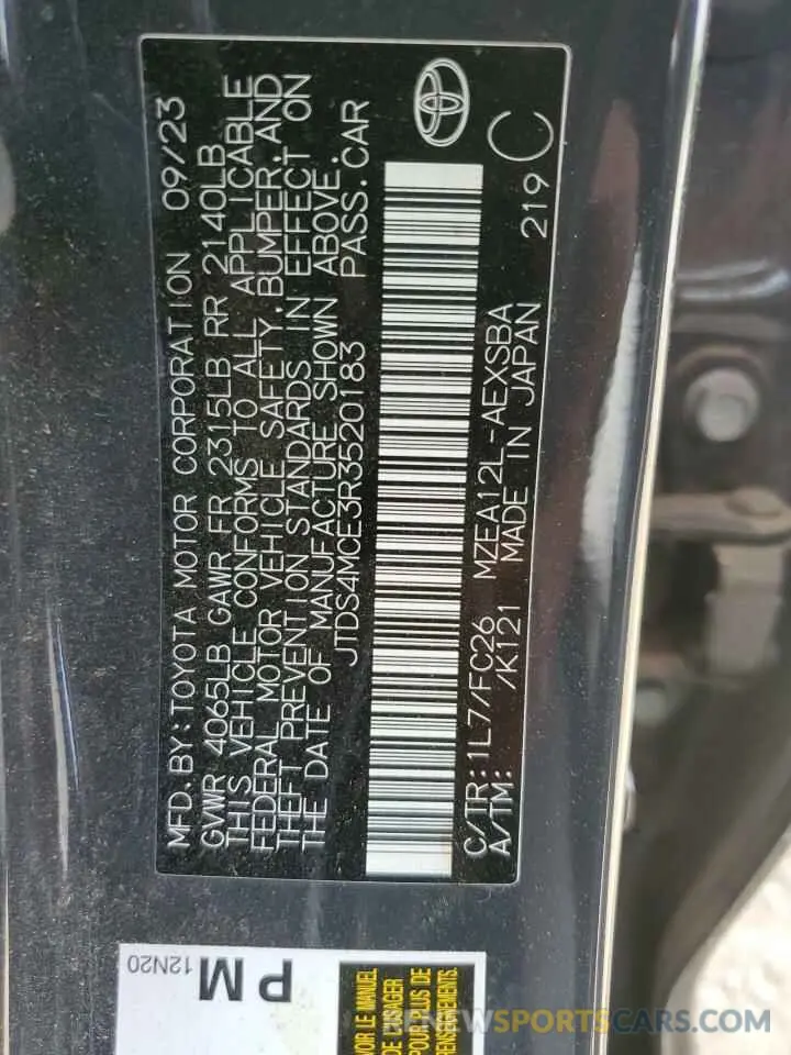 12 Photograph of a damaged car JTDS4MCE3R3520183 TOYOTA COROLLA 2024