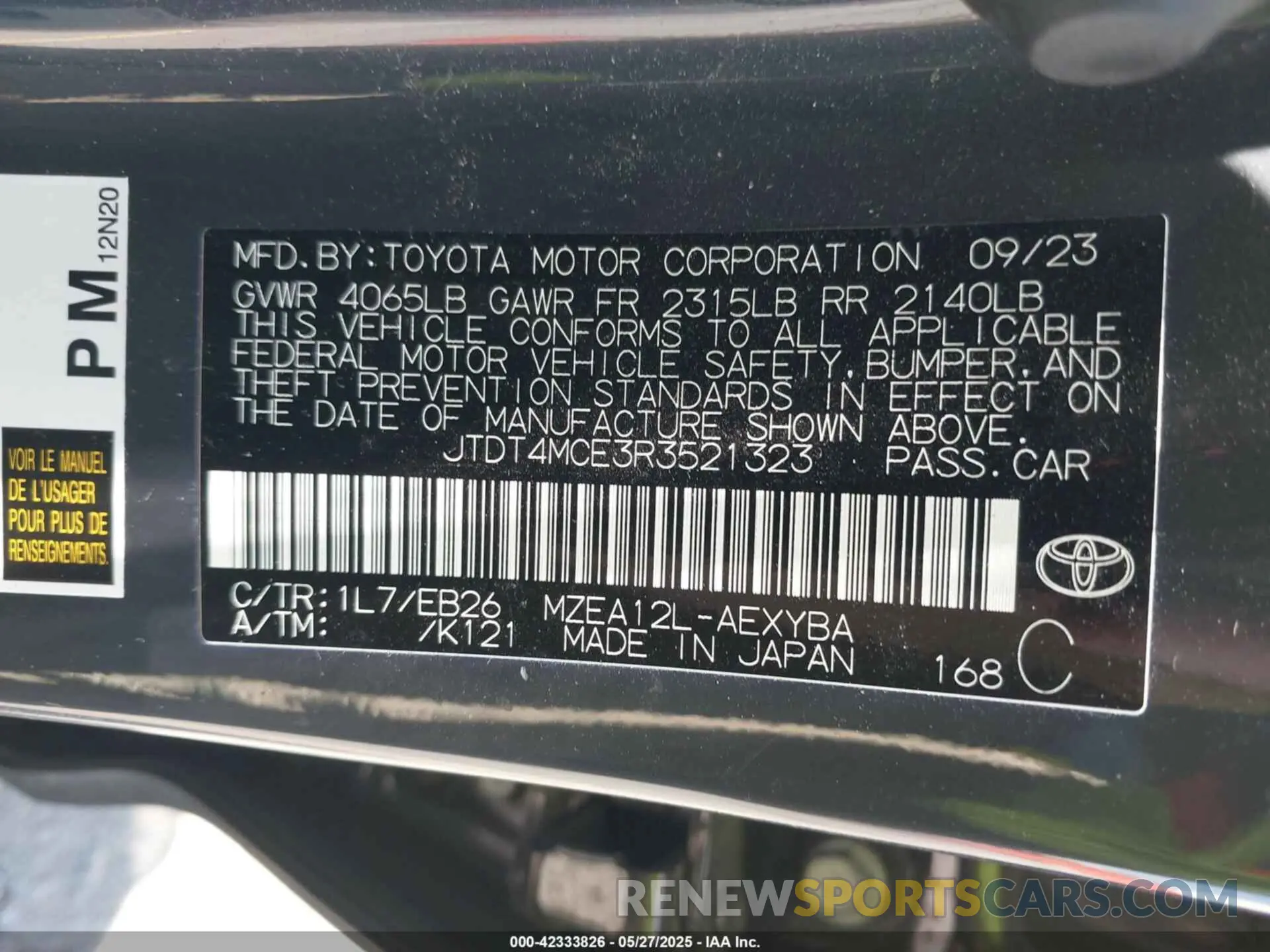 9 Photograph of a damaged car JTDT4MCE3R3521323 TOYOTA COROLLA 2024