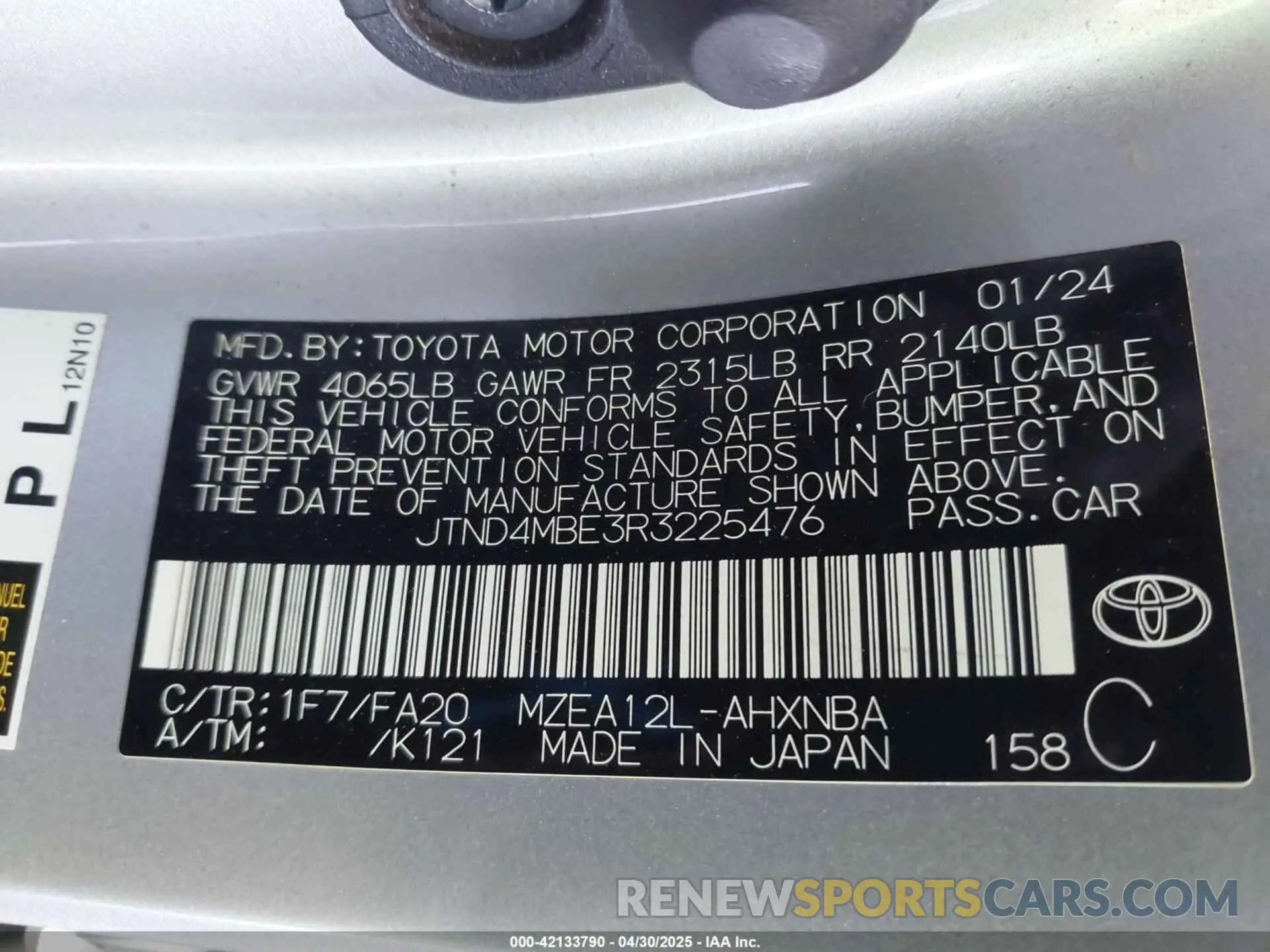 9 Photograph of a damaged car JTND4MBE3R3225476 TOYOTA COROLLA 2024