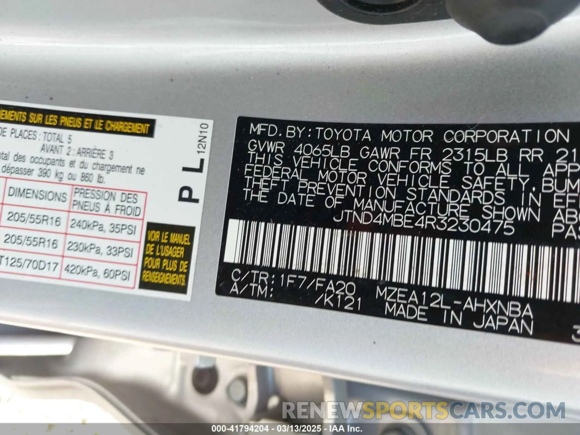 9 Photograph of a damaged car JTND4MBE4R3230475 TOYOTA COROLLA 2024
