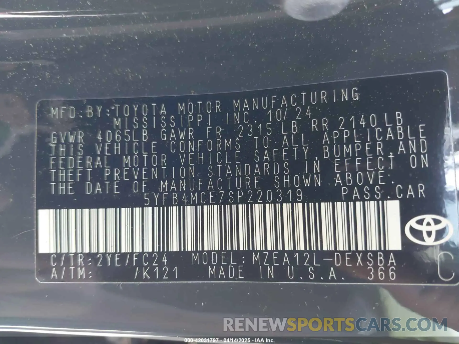 9 Photograph of a damaged car 5YFB4MCE7SP220319 TOYOTA COROLLA 2025