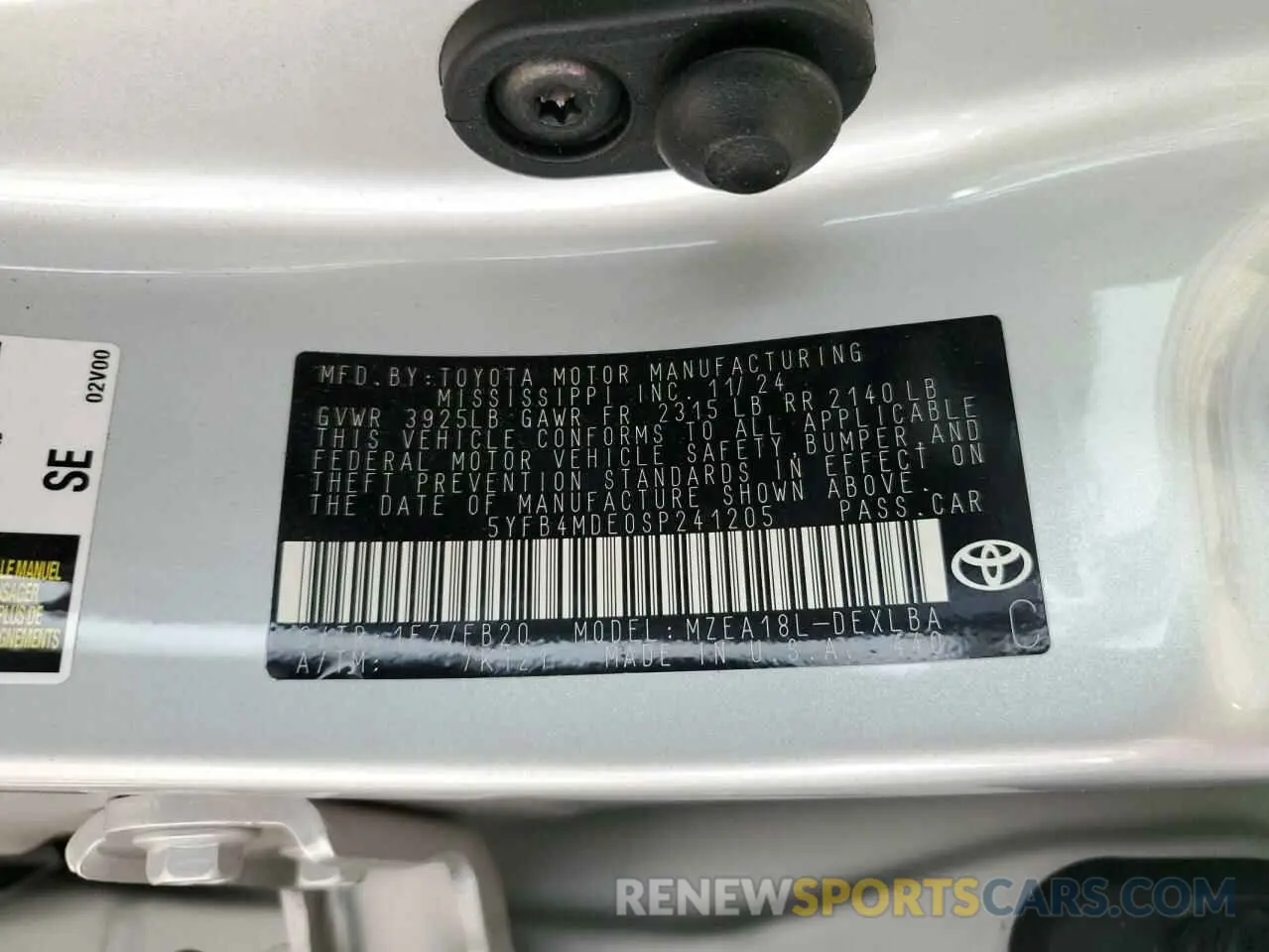 12 Photograph of a damaged car 5YFB4MDE0SP241205 TOYOTA COROLLA 2025