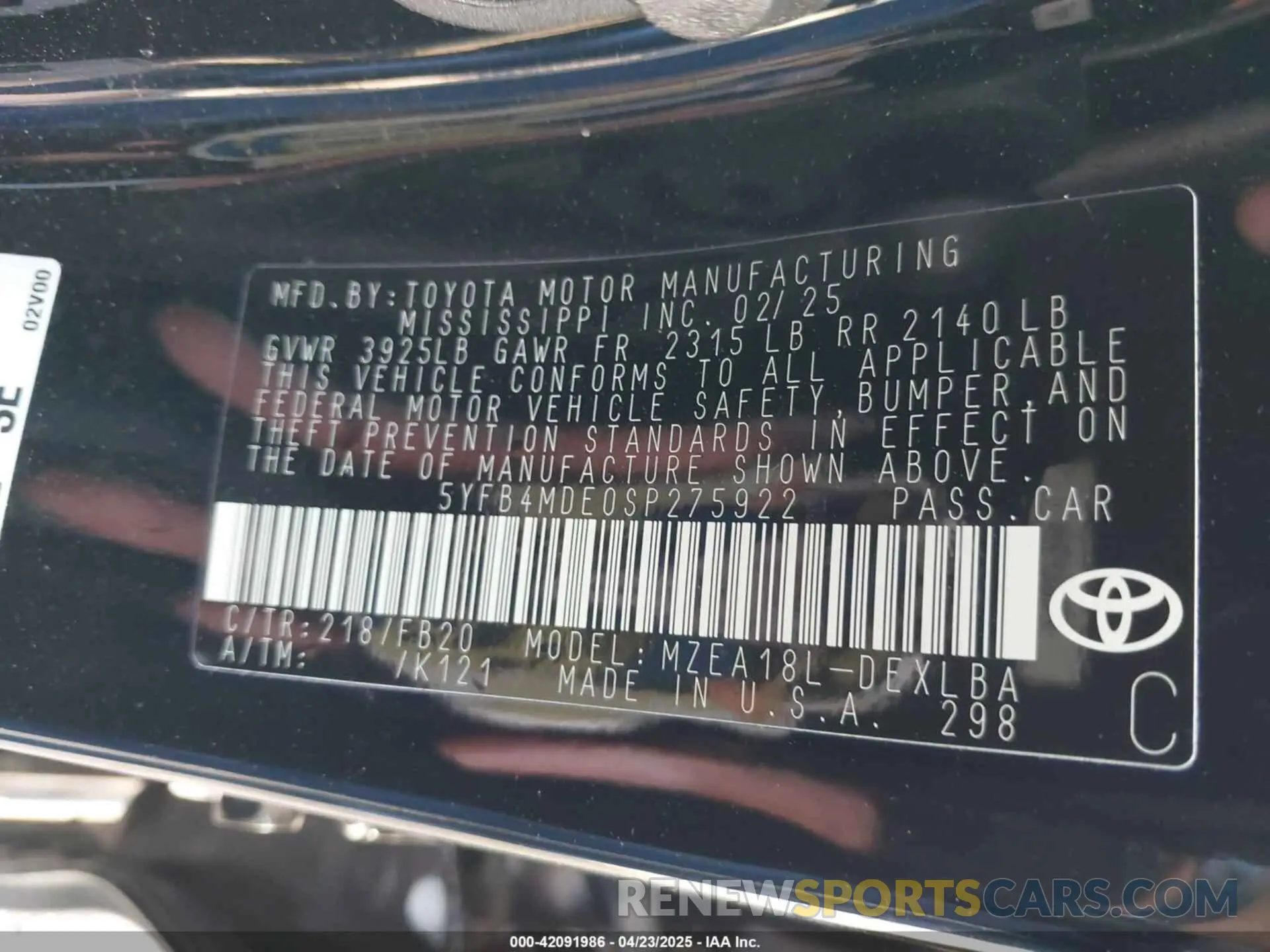 9 Photograph of a damaged car 5YFB4MDE0SP275922 TOYOTA COROLLA 2025