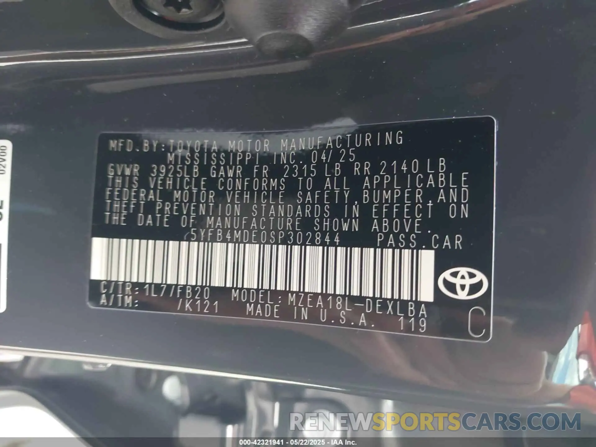 9 Photograph of a damaged car 5YFB4MDE0SP302844 TOYOTA COROLLA 2025