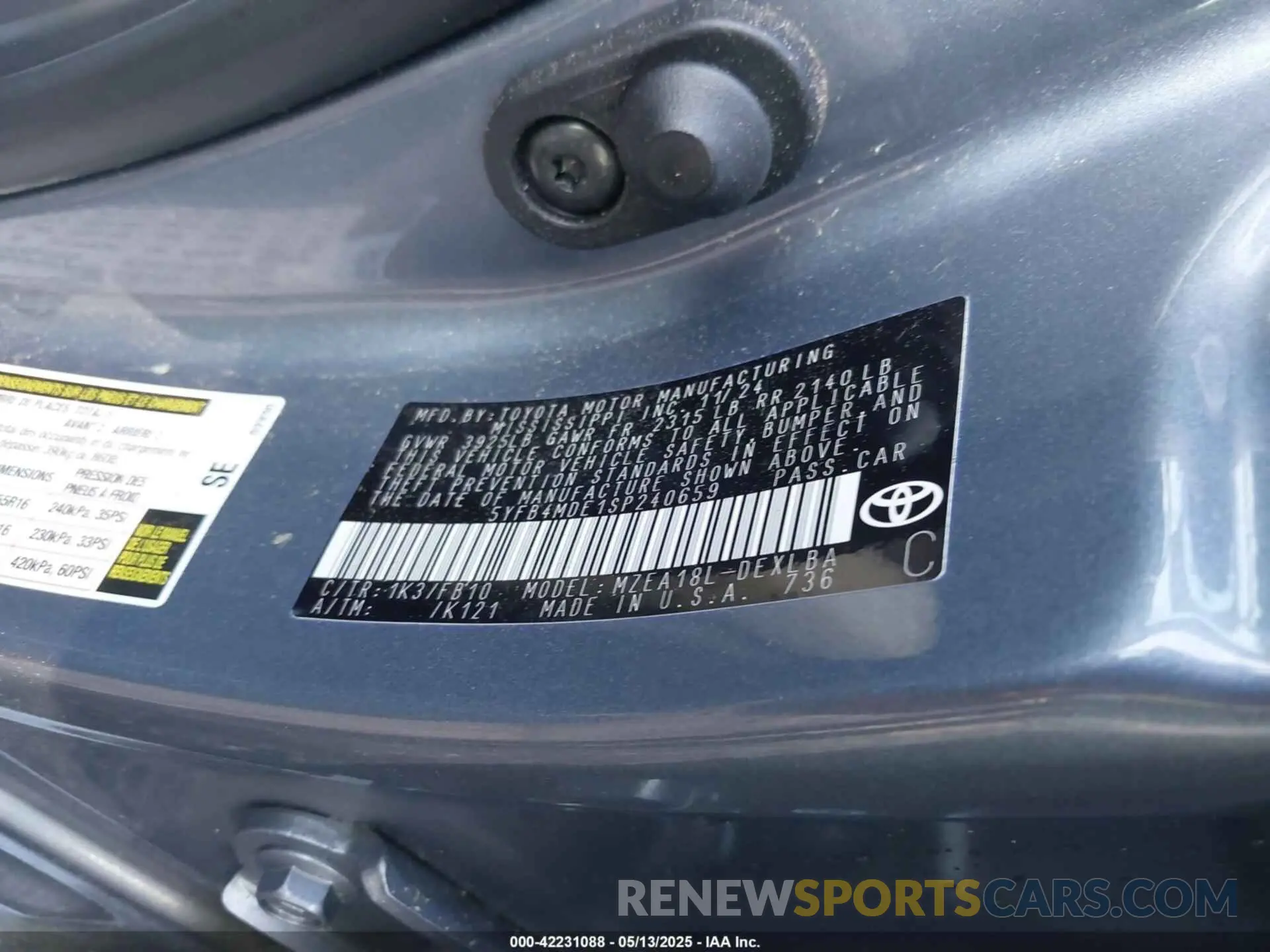 9 Photograph of a damaged car 5YFB4MDE1SP240659 TOYOTA COROLLA 2025