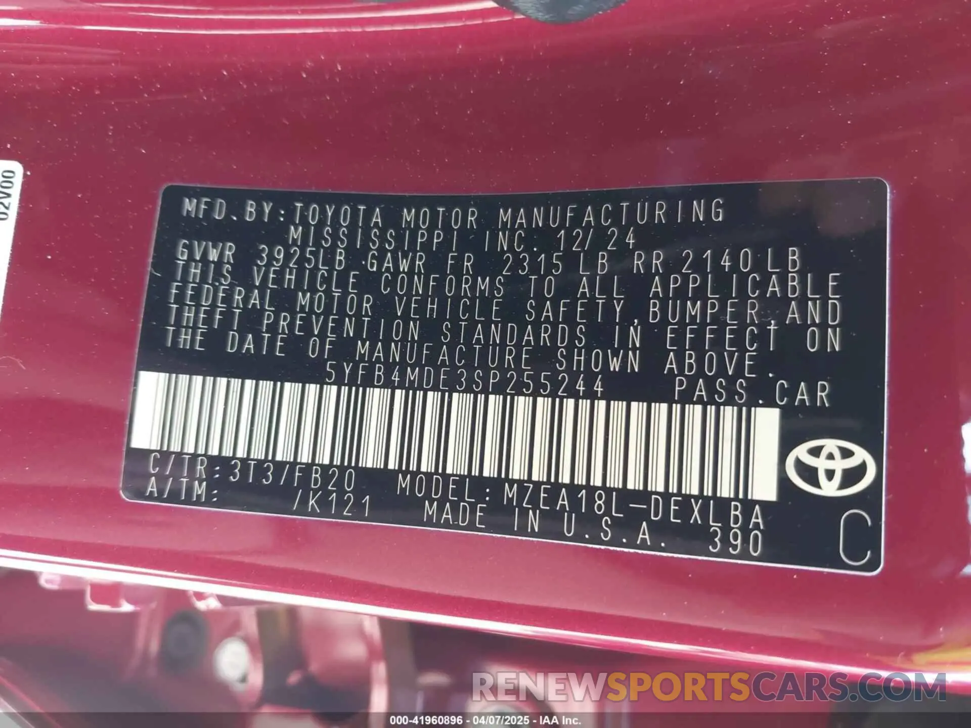 9 Photograph of a damaged car 5YFB4MDE3SP255244 TOYOTA COROLLA 2025