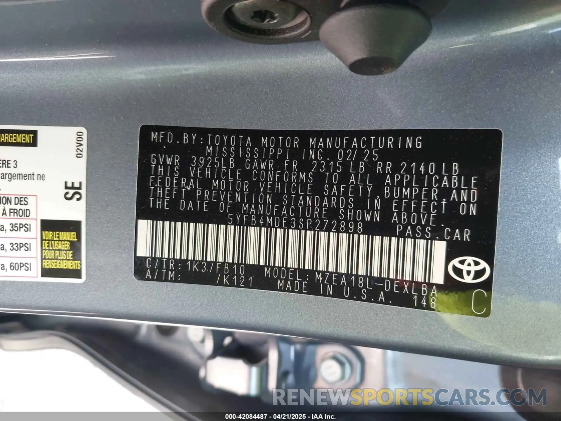 9 Photograph of a damaged car 5YFB4MDE3SP272898 TOYOTA COROLLA 2025