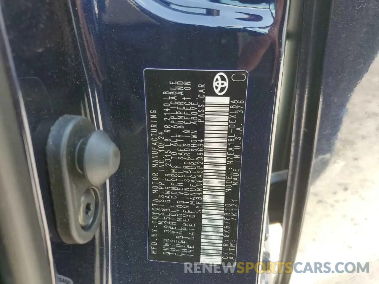 12 Photograph of a damaged car 5YFB4MDE4SP238694 TOYOTA COROLLA 2025