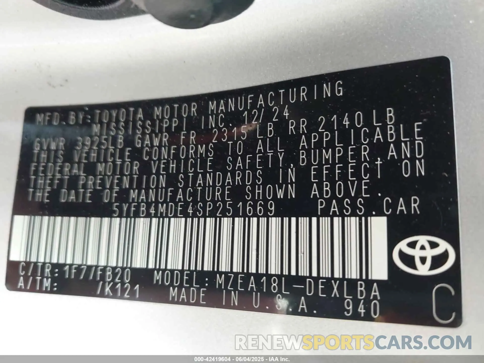 9 Photograph of a damaged car 5YFB4MDE4SP251669 TOYOTA COROLLA 2025