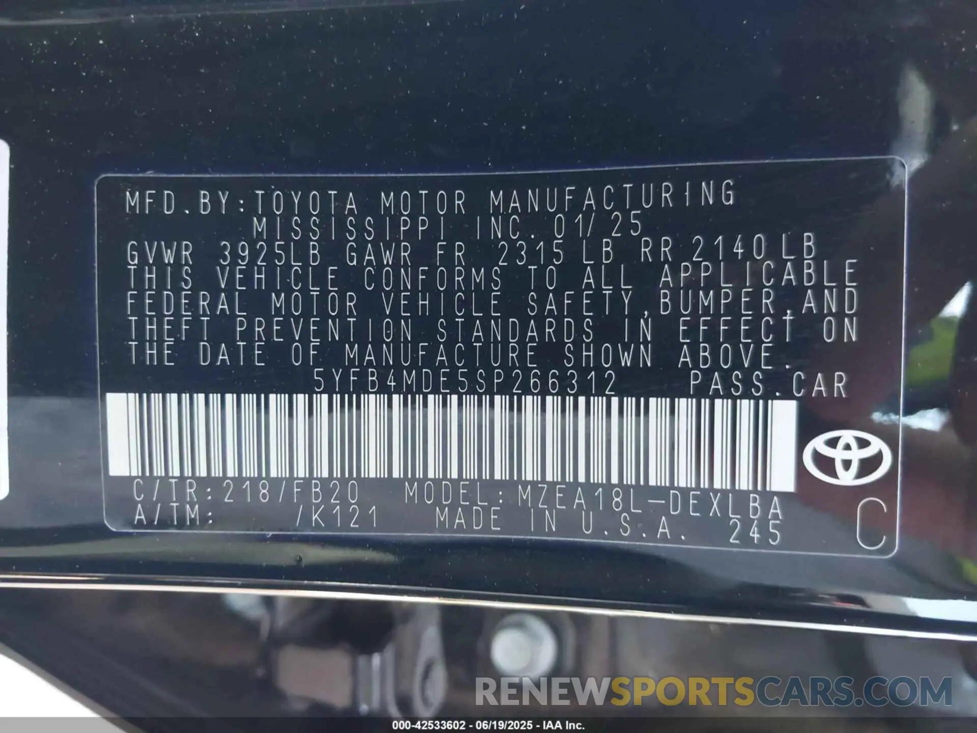 9 Photograph of a damaged car 5YFB4MDE5SP266312 TOYOTA COROLLA 2025
