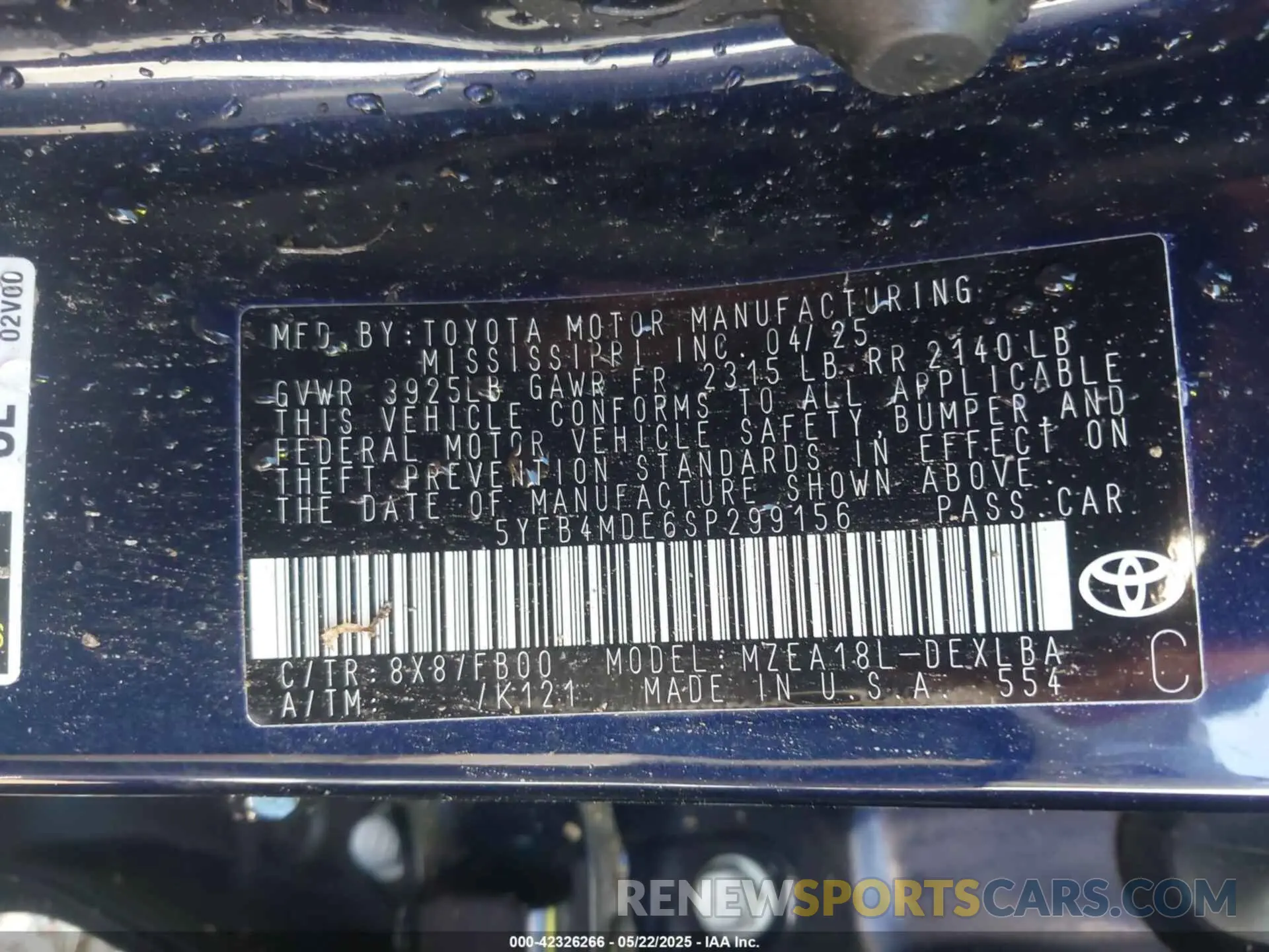 9 Photograph of a damaged car 5YFB4MDE6SP299156 TOYOTA COROLLA 2025