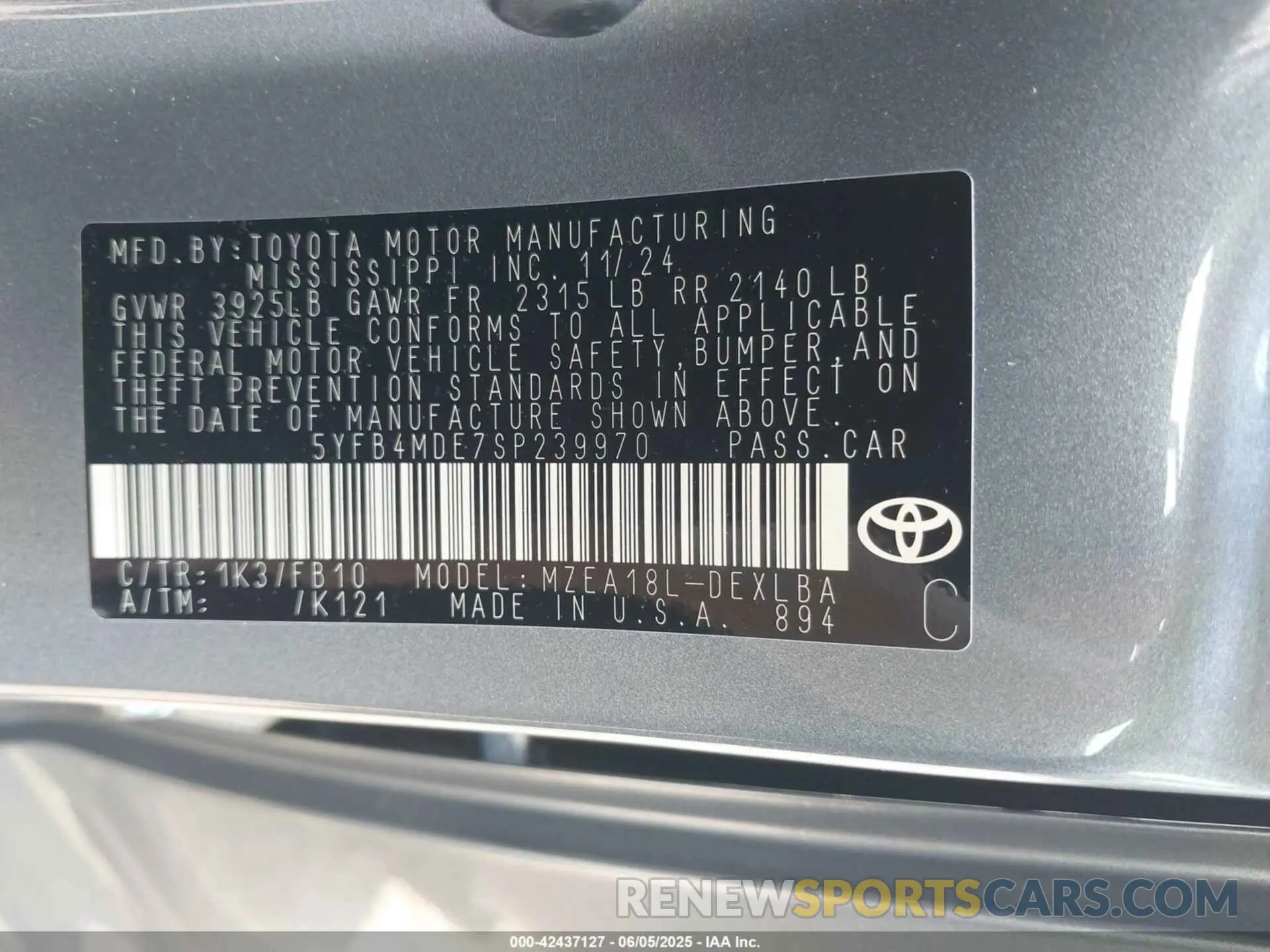 9 Photograph of a damaged car 5YFB4MDE7SP239970 TOYOTA COROLLA 2025