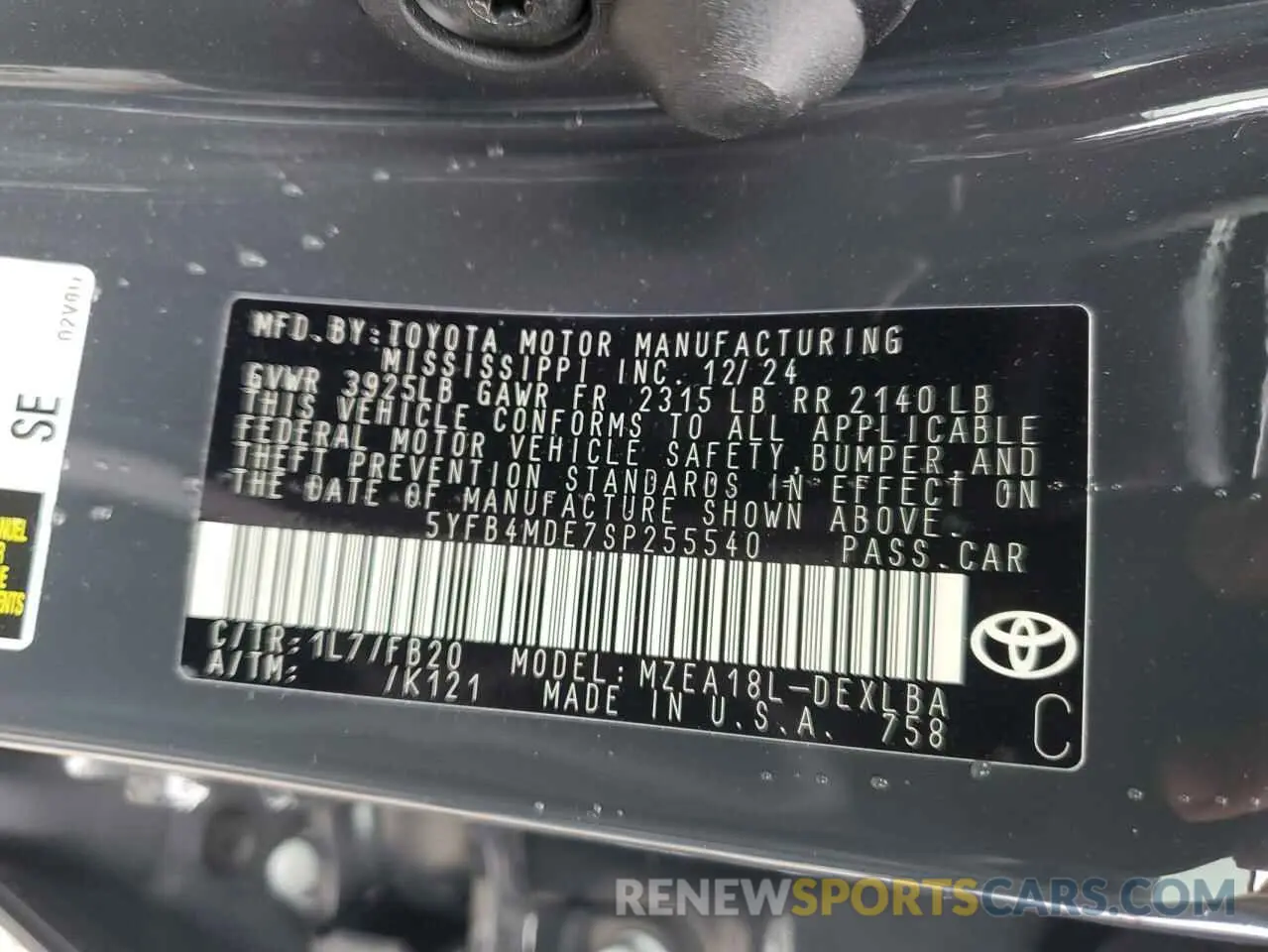 13 Photograph of a damaged car 5YFB4MDE7SP255540 TOYOTA COROLLA 2025