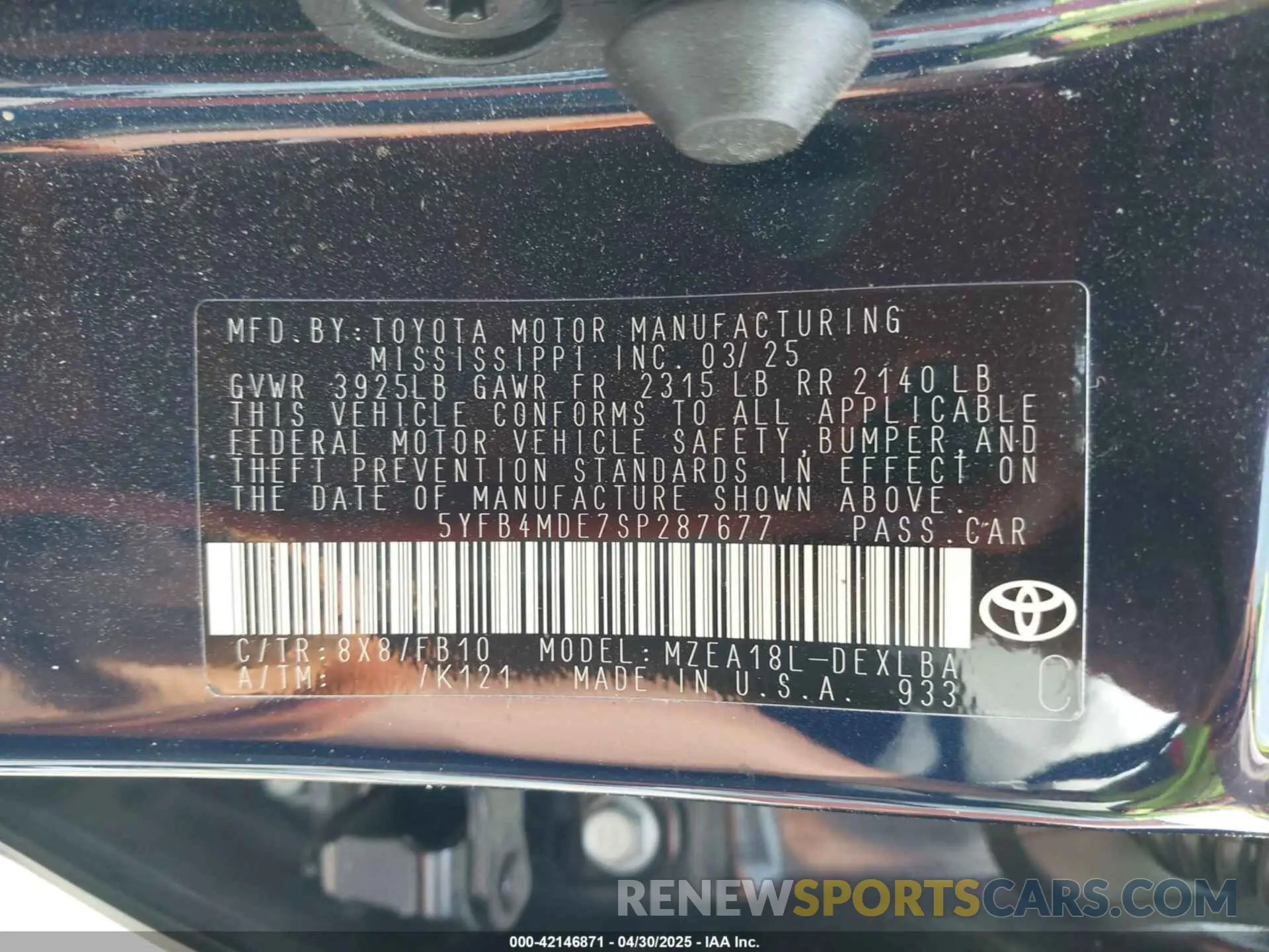 9 Photograph of a damaged car 5YFB4MDE7SP287677 TOYOTA COROLLA 2025
