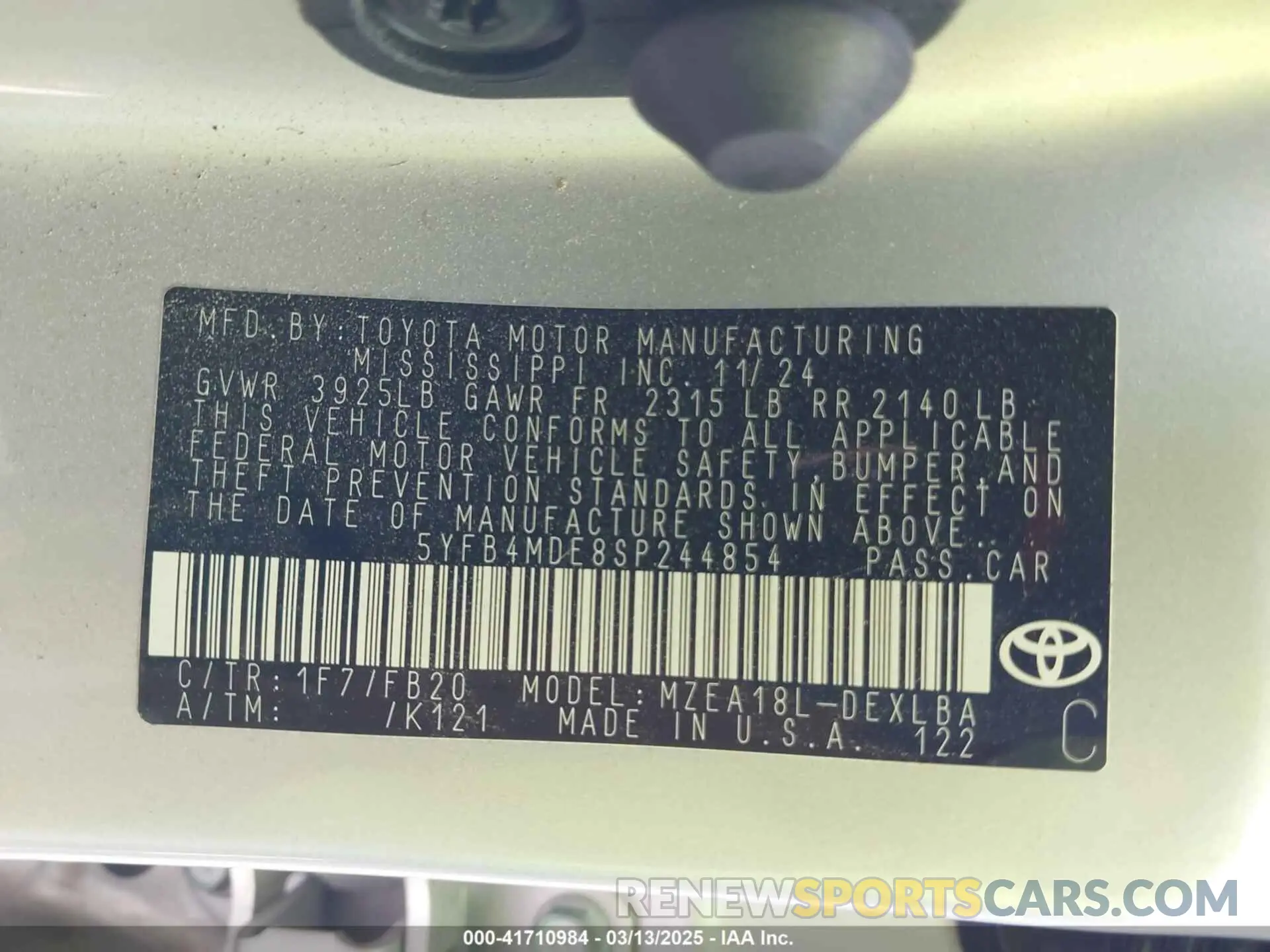 9 Photograph of a damaged car 5YFB4MDE8SP244854 TOYOTA COROLLA 2025