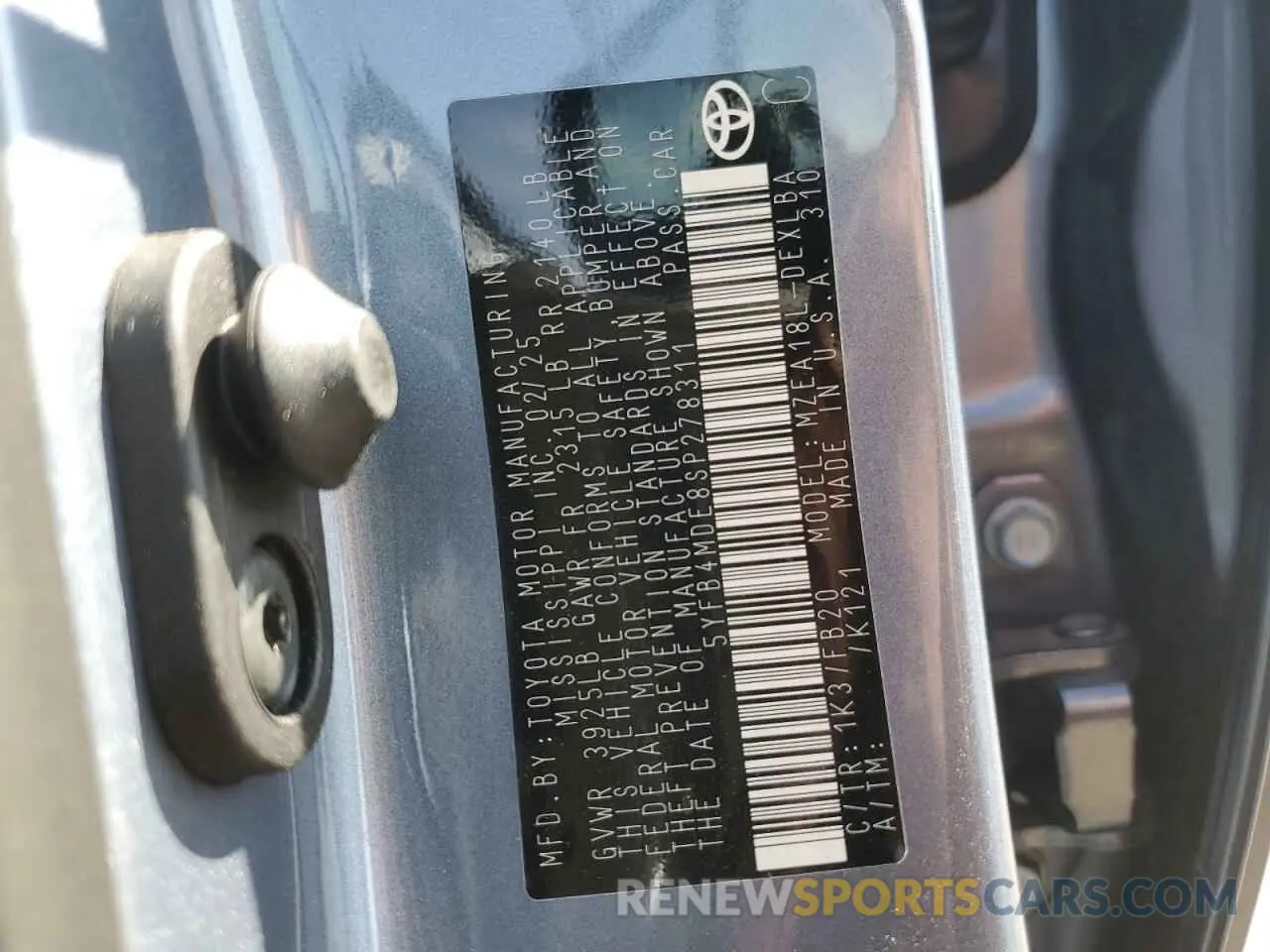 13 Photograph of a damaged car 5YFB4MDE8SP278311 TOYOTA COROLLA 2025