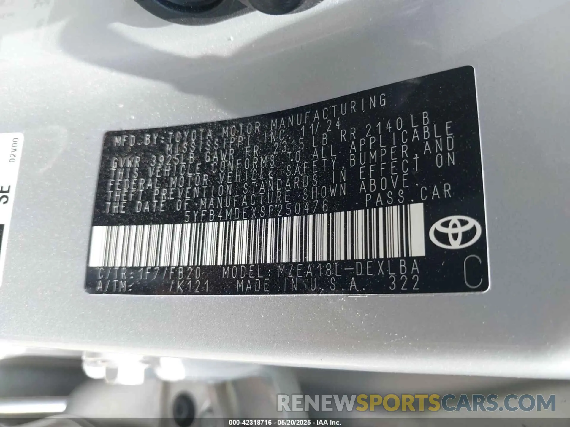 9 Photograph of a damaged car 5YFB4MDEXSP250476 TOYOTA COROLLA 2025