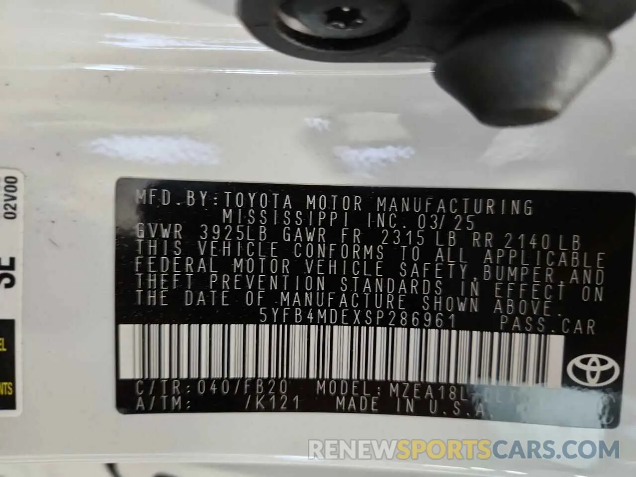13 Photograph of a damaged car 5YFB4MDEXSP286961 TOYOTA COROLLA 2025