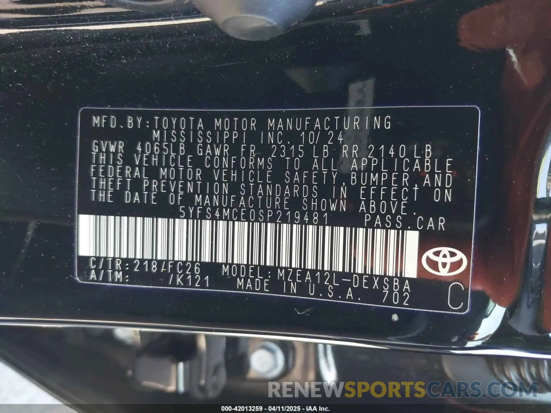 9 Photograph of a damaged car 5YFS4MCE0SP219481 TOYOTA COROLLA 2025