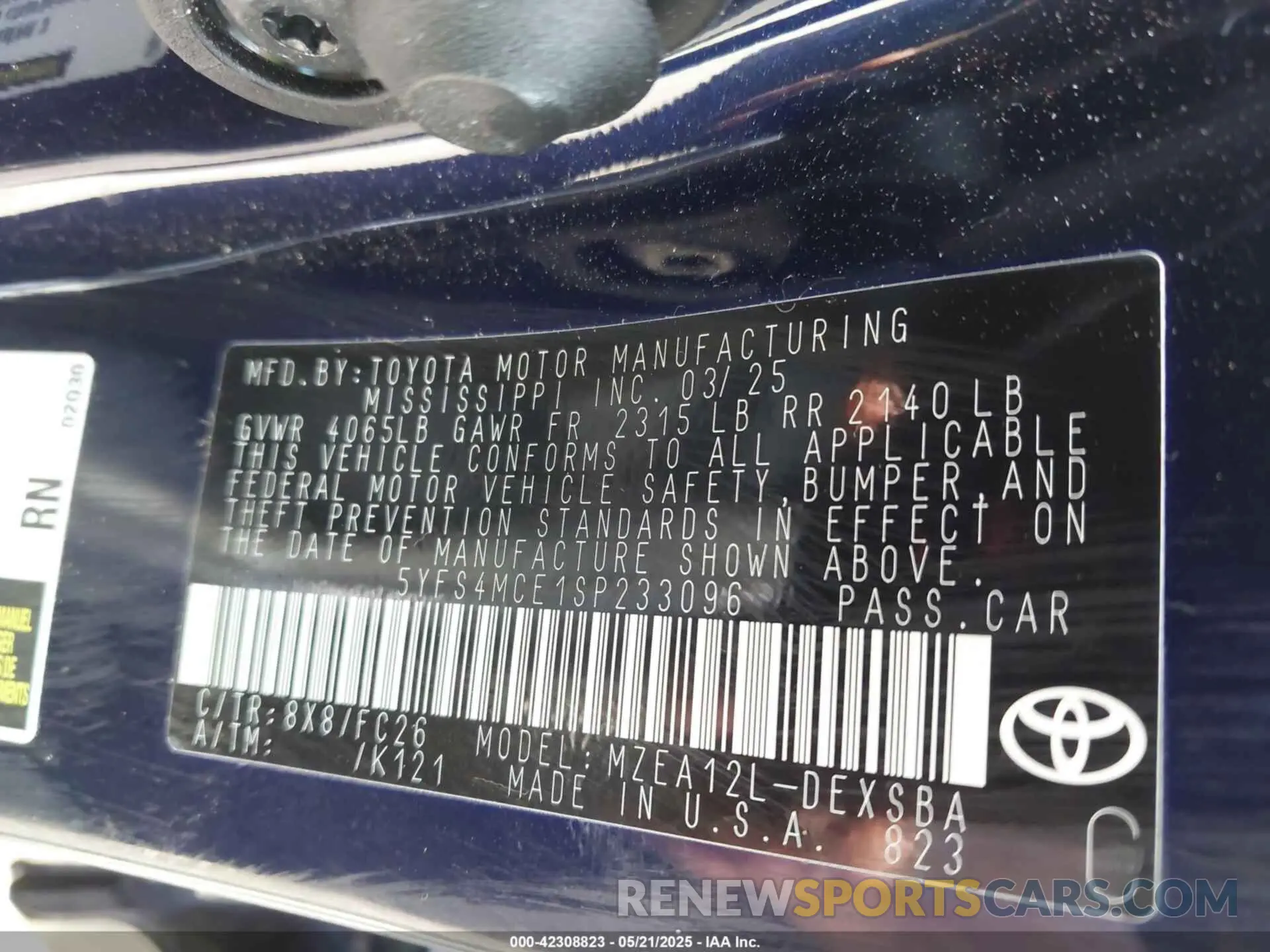 9 Photograph of a damaged car 5YFS4MCE1SP233096 TOYOTA COROLLA 2025