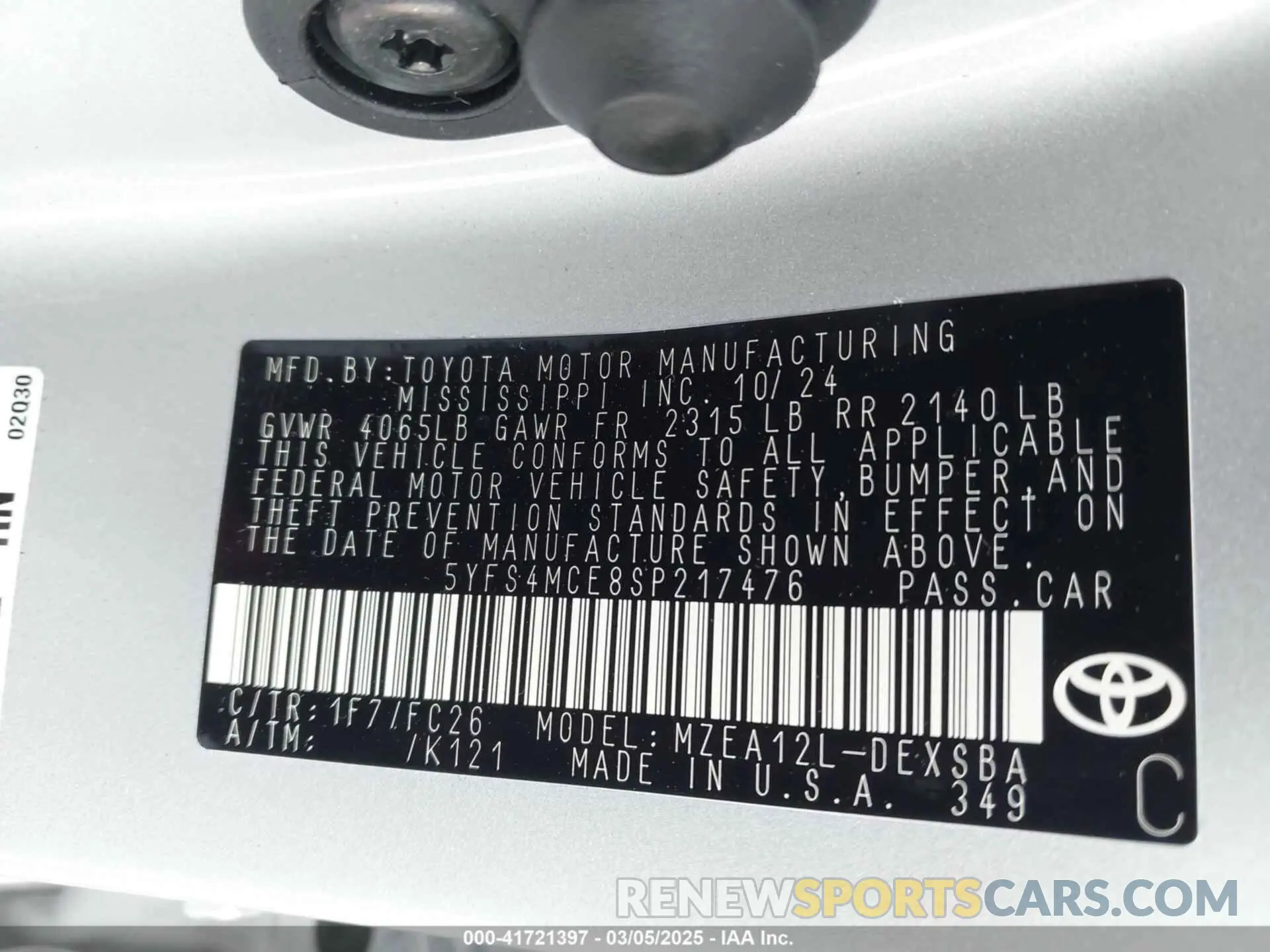 9 Photograph of a damaged car 5YFS4MCE8SP217476 TOYOTA COROLLA 2025