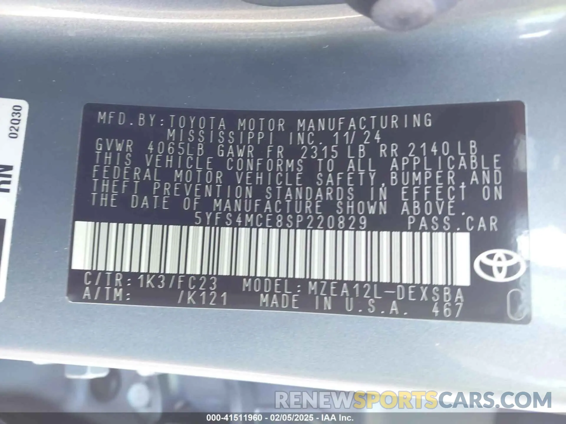 9 Photograph of a damaged car 5YFS4MCE8SP220829 TOYOTA COROLLA 2025