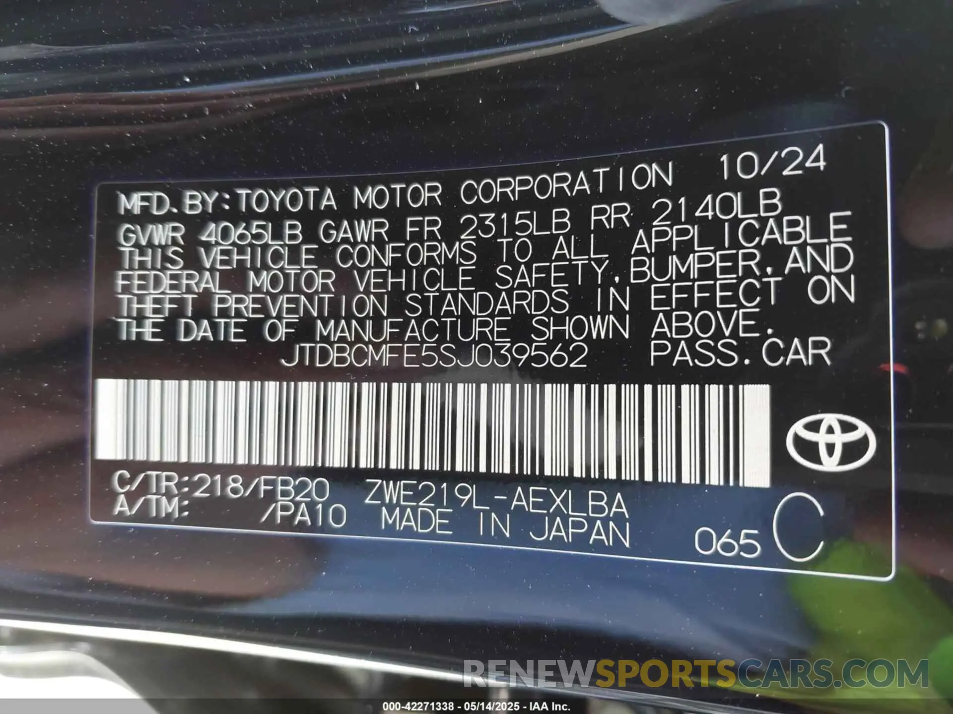 9 Photograph of a damaged car JTDBCMFE5SJ039562 TOYOTA COROLLA 2025