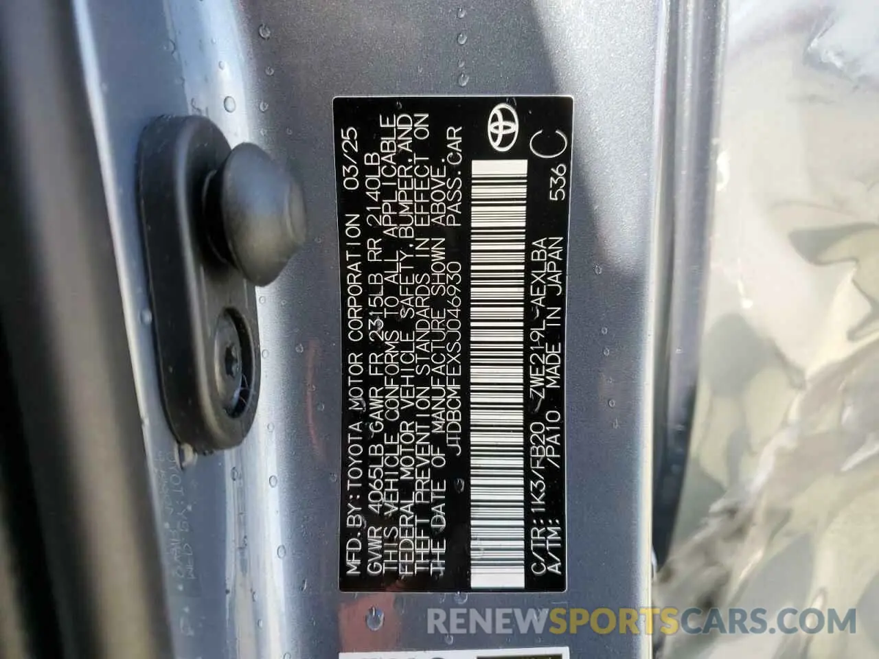 13 Photograph of a damaged car JTDBCMFEXSJ046930 TOYOTA COROLLA 2025